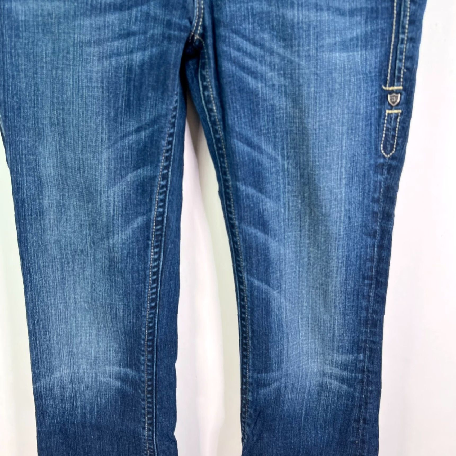 Vintage VINTAGE Sang Real Princess Angel Jeans Women 29 Boot Cut Denim Blue Embroidered Rhinestone Studded 5-Pocket Low Rise 32 Inseam 90s Bohemian Womens Size 29" - 3 Thumbnail
