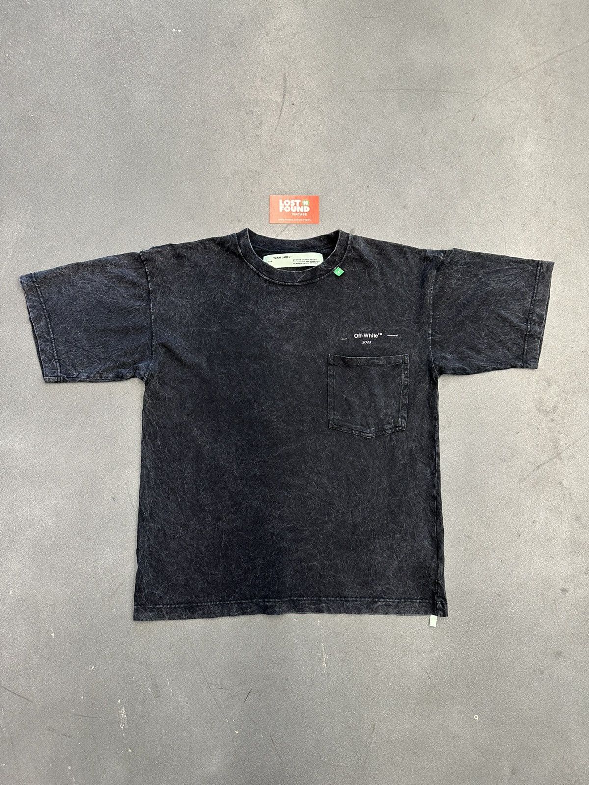 image of Off White Off-White Acid Washed T-Shirt in Black, Men's (Size Small)