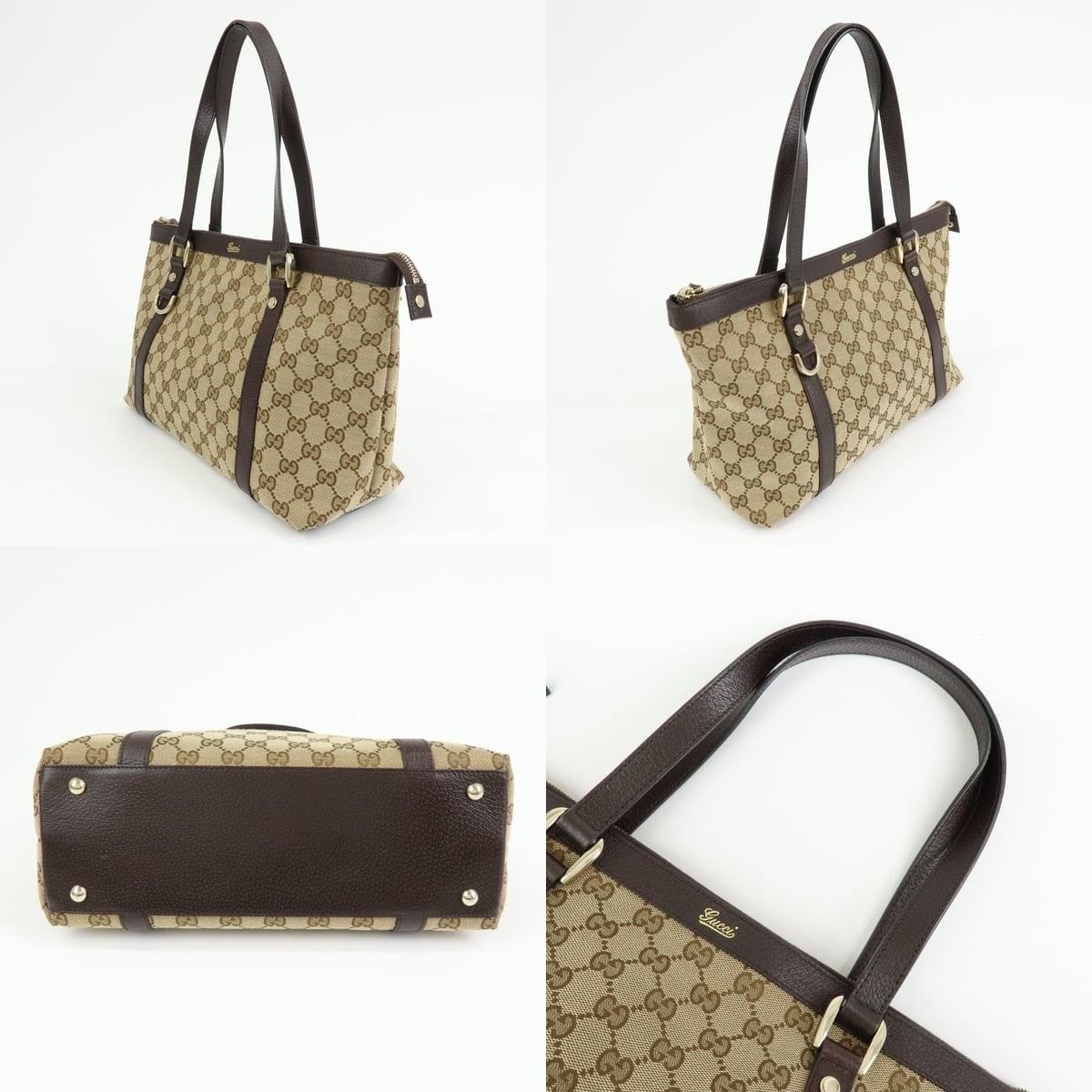 Gucci Gucci Abbey GG Canvas & Leather Tote Brown Size ONE SIZE - 3 Thumbnail