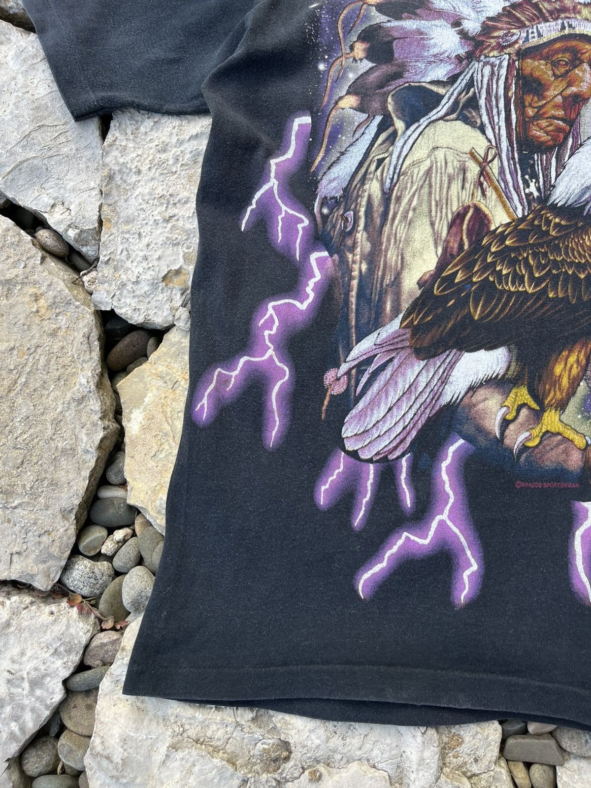 Vintage Vintage USA American Thunder Indian eagle single stitch tee Size US L / EU 52-54 / 3 - 7 Thumbnail