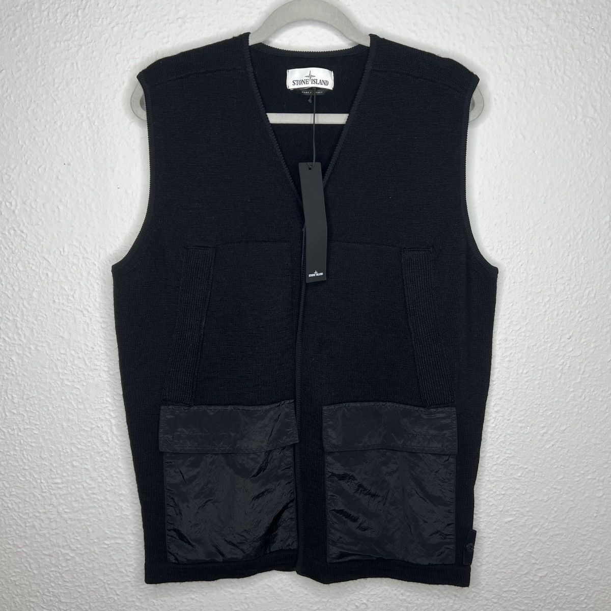 Stone Island Black Nylon Vest Metal Knit Gilet