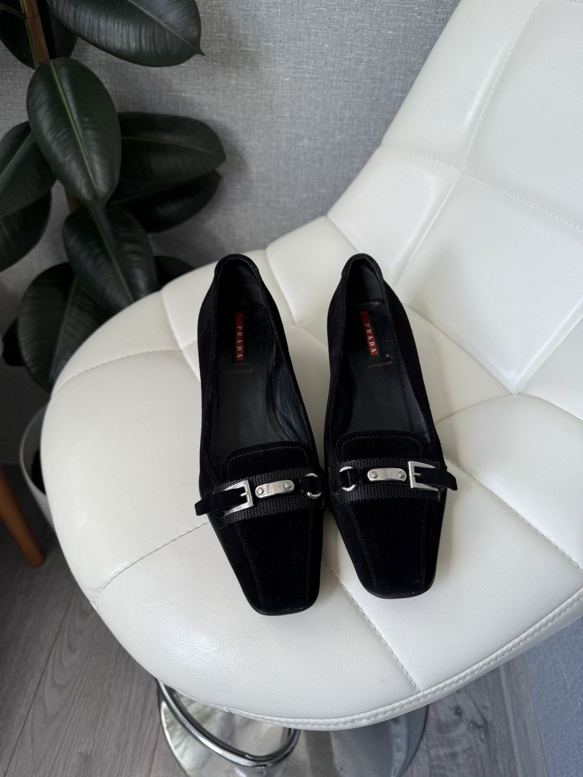 Prada Prada Kitten Heel Pumps Silver Buckle Black Suede Flats Size US 6.5 / IT 36.5 - 13 Thumbnail