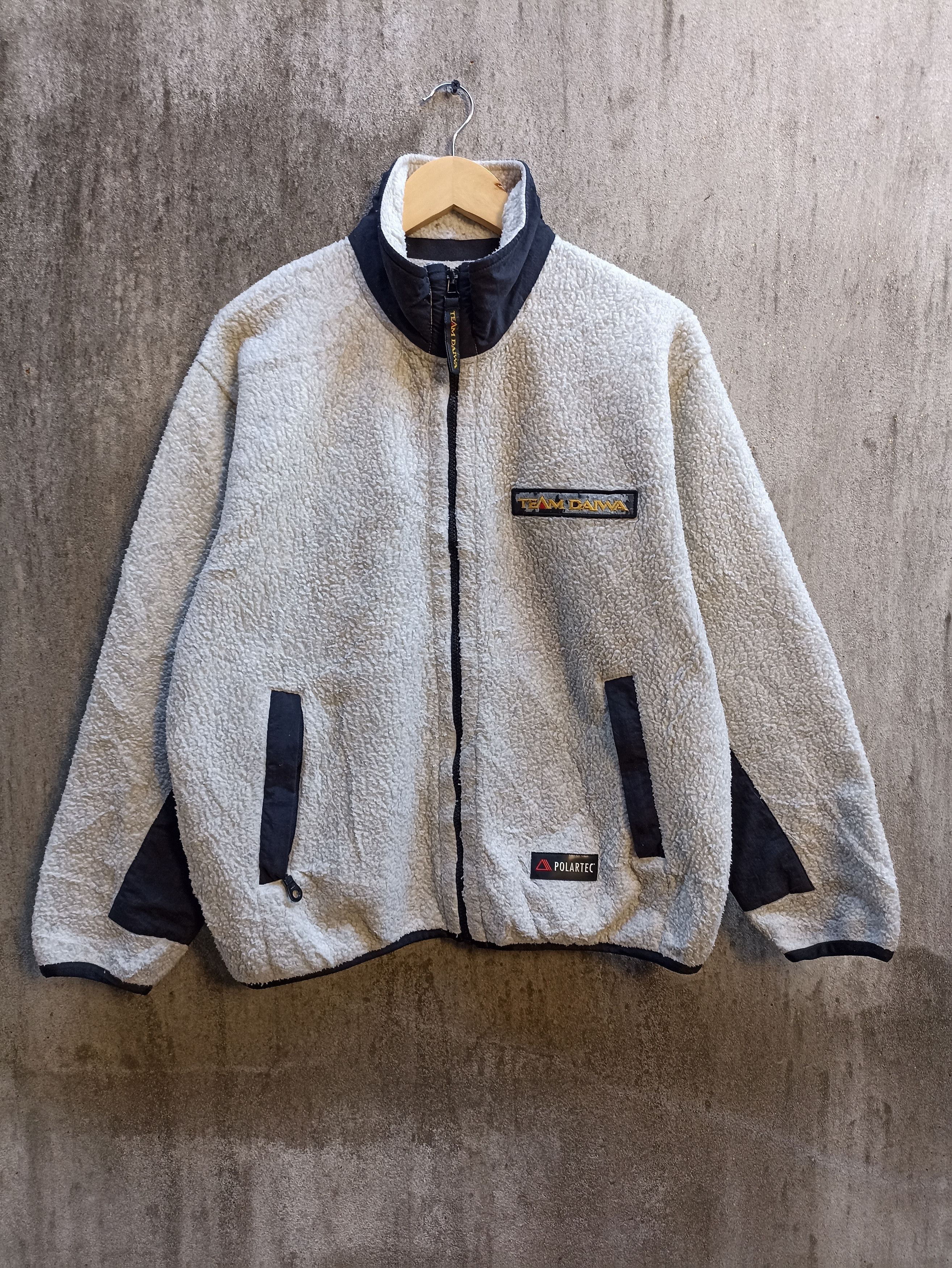 Vintage 90s Vtg Team Daiwa sweater jacket zipper Polartec