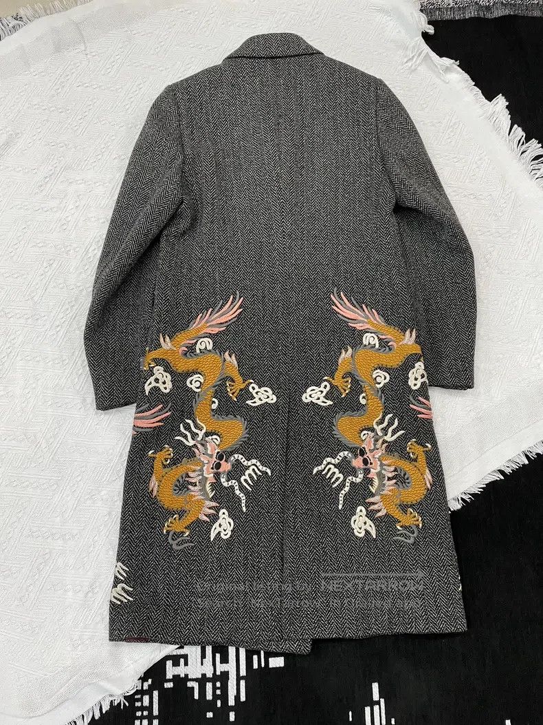 Gucci Gucci Gray heavy industry golden dragon embroidered double Size L / US 10 / IT 46 - 3 Thumbnail