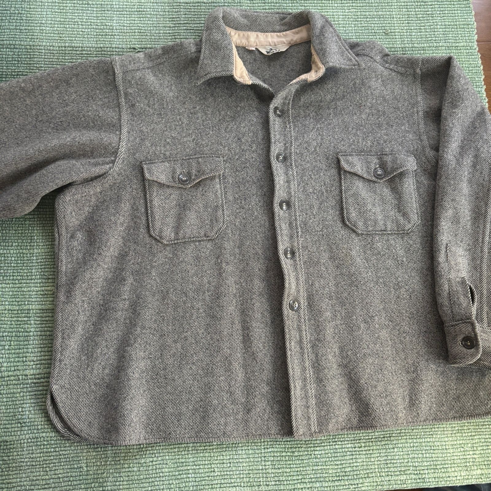 Vintage × Woolrich Woolen Mills Vintage 70s 80s Gray Wool Boxy Woolrich Flannel Shirt XL/XXL Size US XL / EU 56 / 4 - 8 Thumbnail