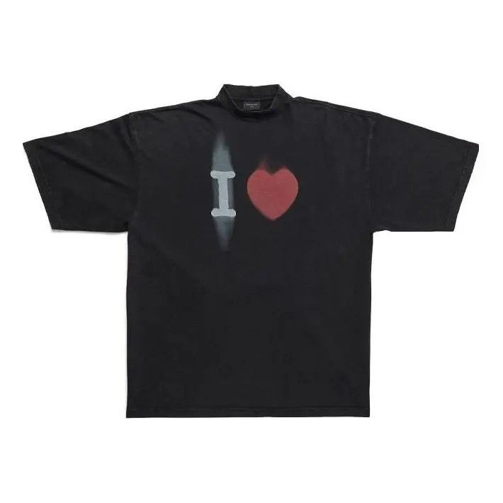 Balenciaga o1w1db10325 I Love T-Shirt Large Fit in Black Size M / US 6-8 / IT 42-44 - 1 Thumbnail