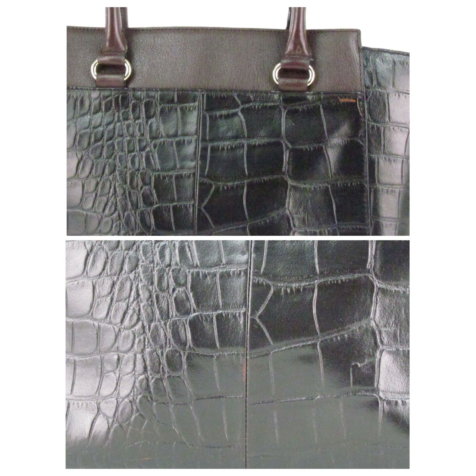 Other Antonio Melani Raisin/Black Croc Embossed Leather Bag Size ONE SIZE - 8 Thumbnail