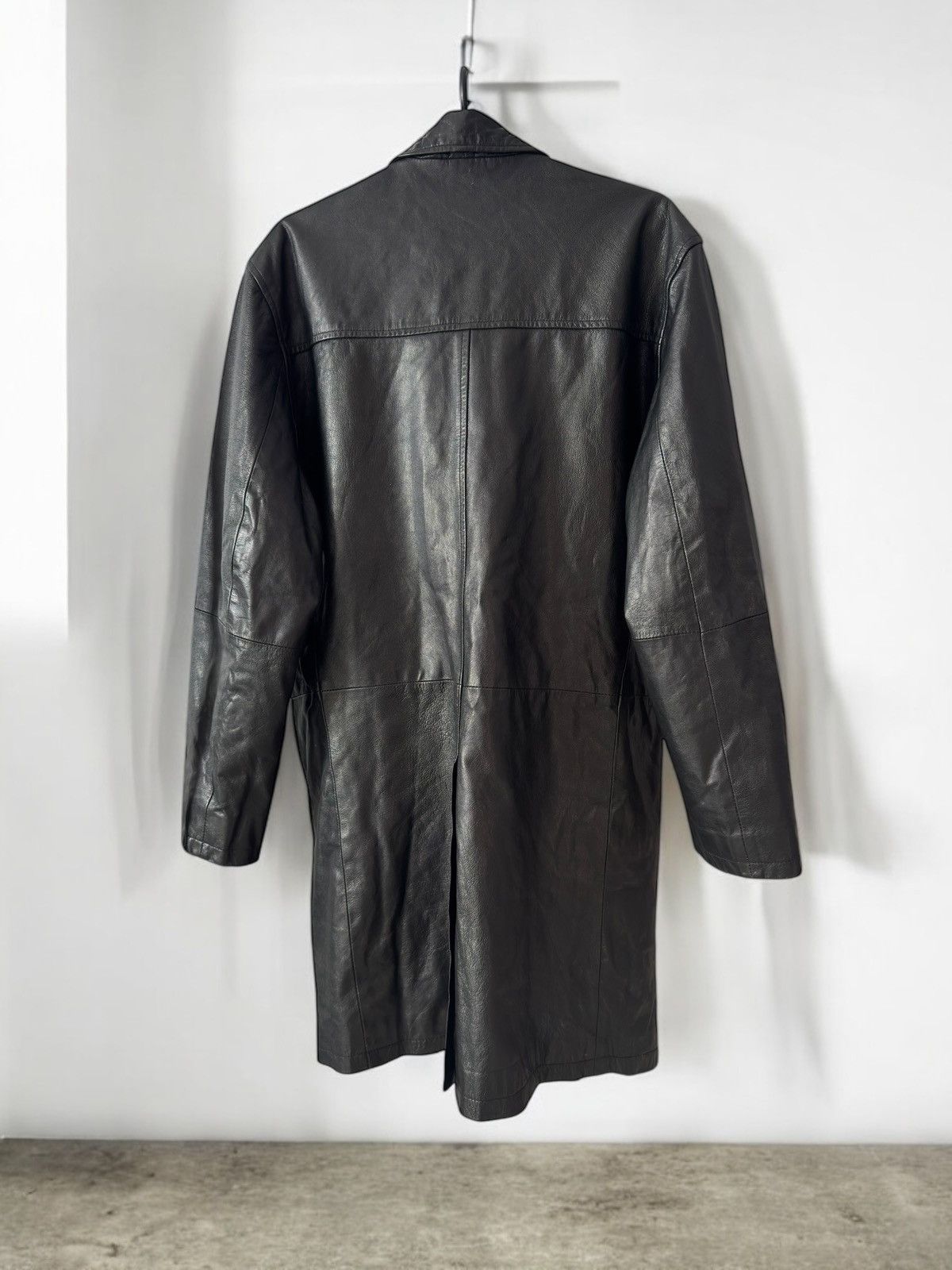 Japanese Brand Vintage Gothic Avant Garde Black Leather Trench Coat Jacket Size US S / EU 44-46 / 1 - 2 Thumbnail