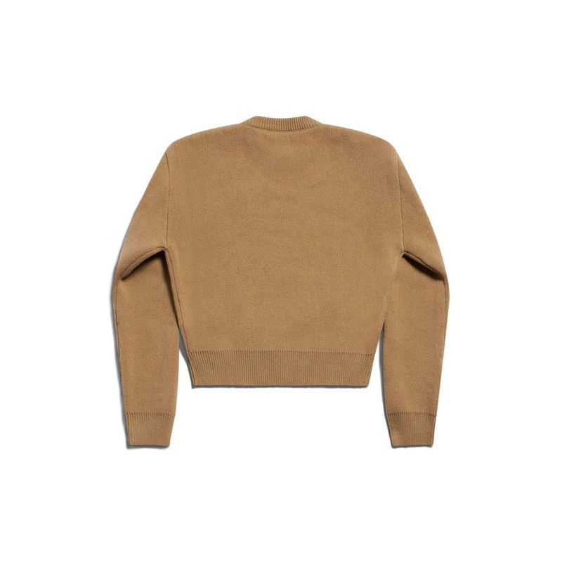 Balenciaga o1mt1gz0325 Cropped Sweater in Brown Size US L / EU 52-54 / 3 - 2 Thumbnail