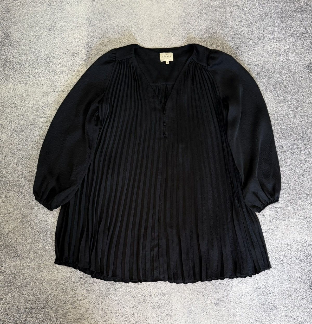 Sezane Sezane Selita Dress Black Pleated Mini Balloon Sleeve FR38 M Size S / US 4 / IT 40 - 3 Thumbnail