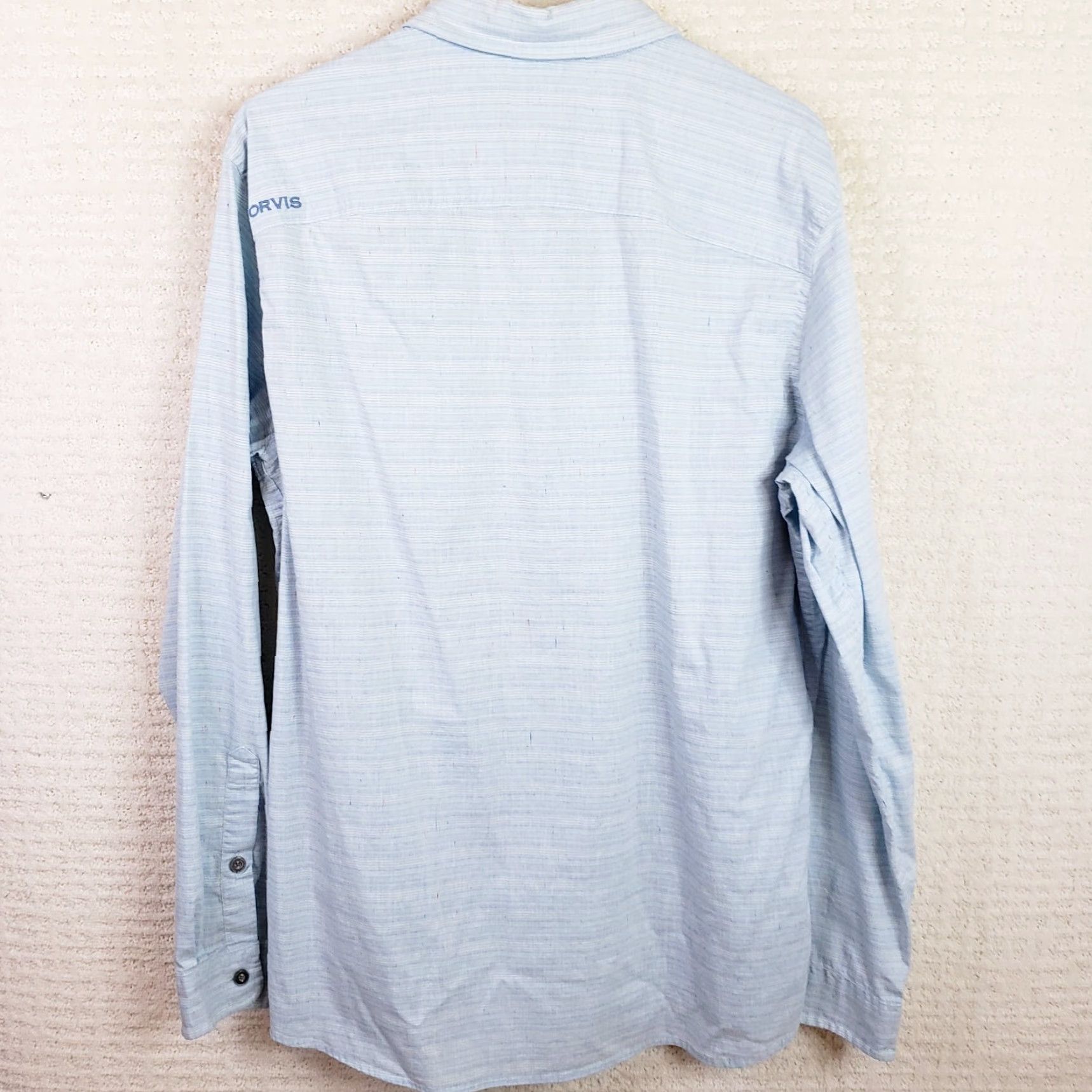 Orvis Orvis Shirt Mens M Button-Down Long Sleeve Heathered Blue Multicolor Embroidered Chest Pocket Size US M / EU 48-50 / 2 - 7 Thumbnail