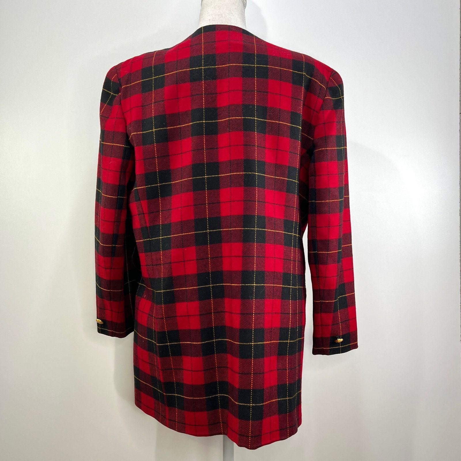 Vintage Vintage Wool Plaid Blazer Red Jones New York Christmas Size XL / US 12-14 / IT 48-50 - 8 Thumbnail