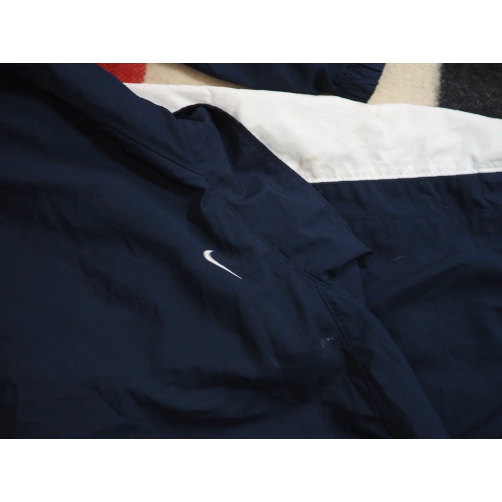 Nike VTG Nike Windbreaker Jacket XL Blue Navy White Mini Swoosh Logo Zip Windbreaker Mens XL Size US XL / EU 56 / 4 - 6 Thumbnail