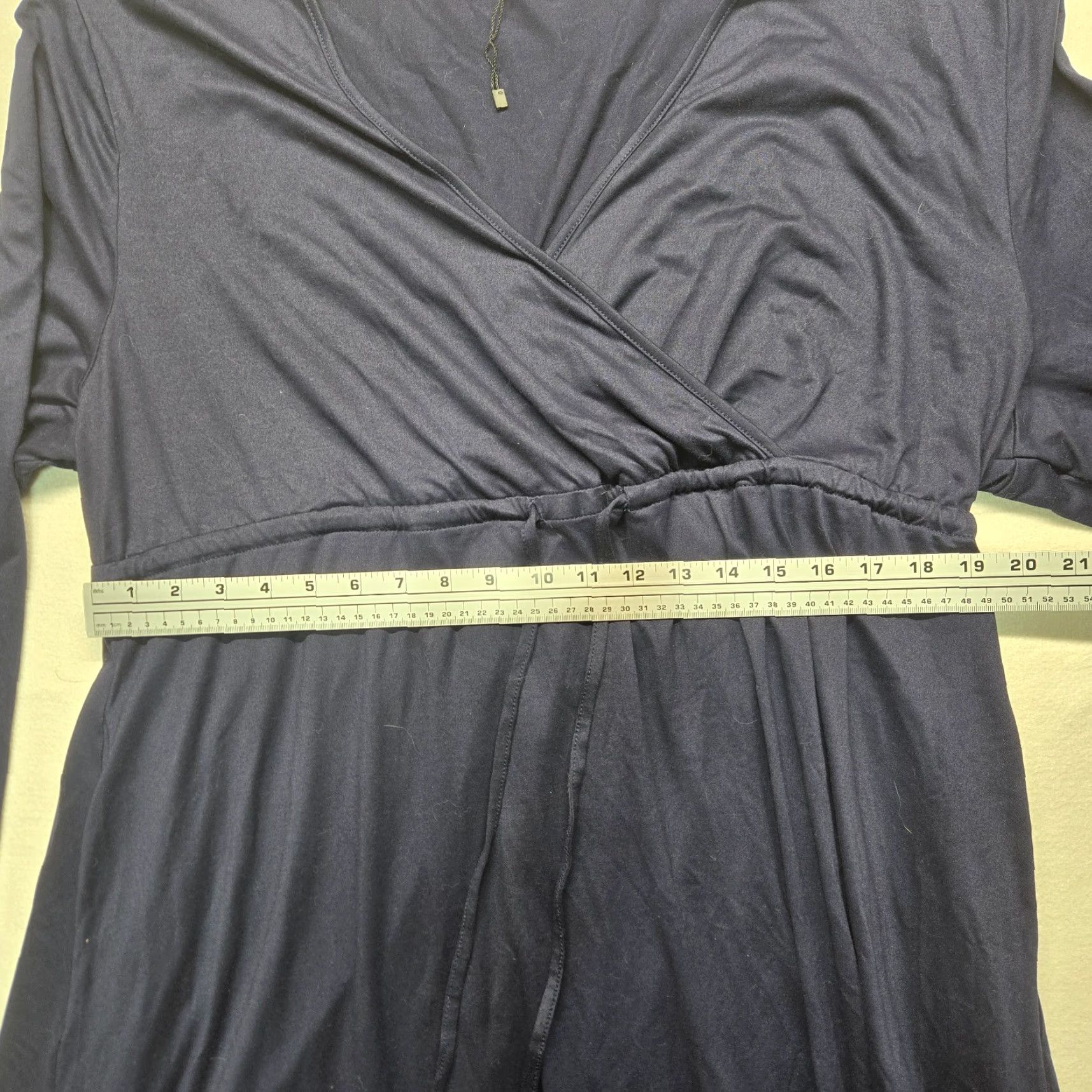 Vintage Kojooin Dress Navy Blue Long Sleeve V-Neck 100% Polyester Women's 3XL Blouson Knit Sleeve Knee Length Casual Party/Cocktail Women Size XXL / US 16-18 / IT 52-54 - 4 Thumbnail