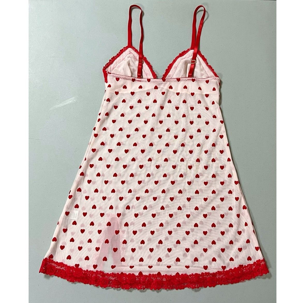 Vintage Red Hearts Slip Nightie Nightgown Lingerie Dress Size S ♥️✨ Size S / US 4 / IT 40 - 5 Thumbnail