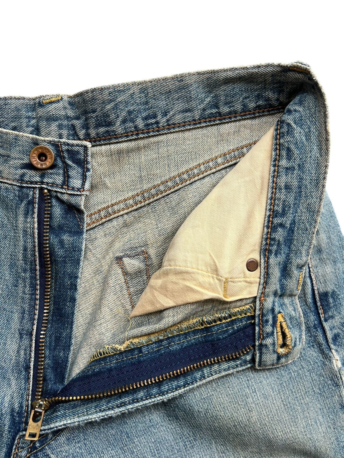 Edwin Vintage Edwin 505 Selvedge Distressed Denim Jeans 31x33 Size US 31 - 10 Thumbnail