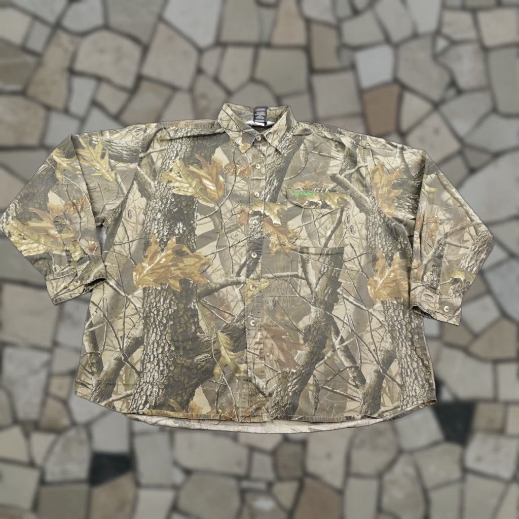Realtree Remington Shirt Mens 2XL Brown Camo Realtree Hardwoods Button Up Hunting Outdoor Size US XXL / EU 58 / 5 - 1 Thumbnail