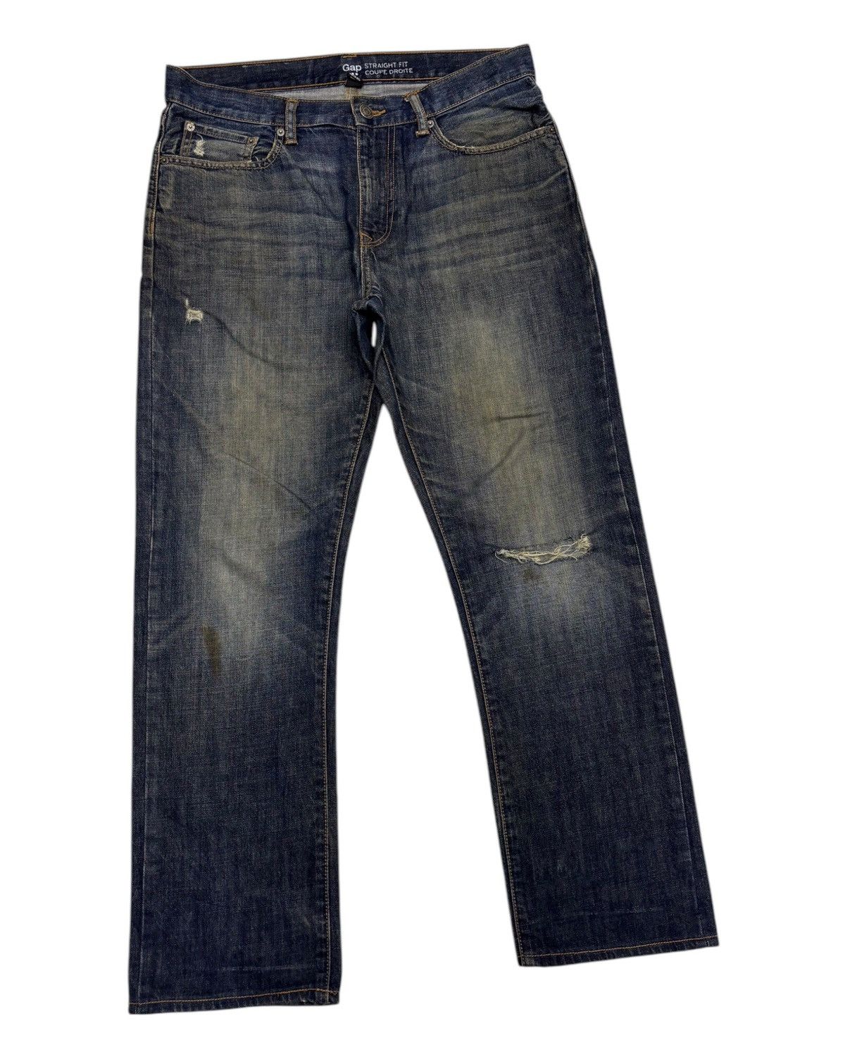 Gap × If Six Was Nine × Le Grande Bleu (L.G.B.) GAP STRAIGHT FIT COUPE DROITE DISTRESSED DENIM Size US 35 - 3 Thumbnail
