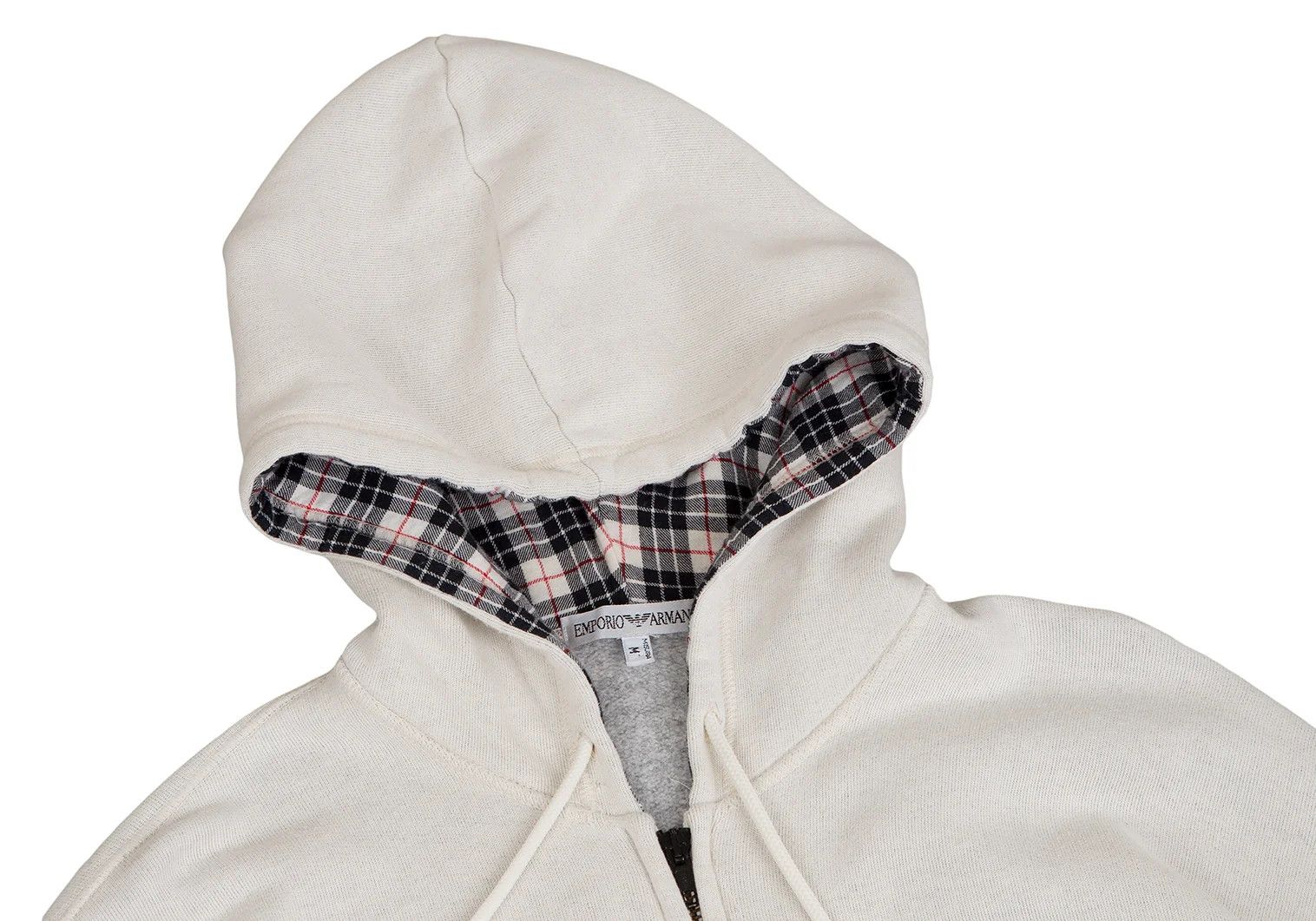 Emporio Armani Cotton Rayon Back Print Zip-Up Hoodie Off White M Size US M / EU 48-50 / 2 - 6 Thumbnail