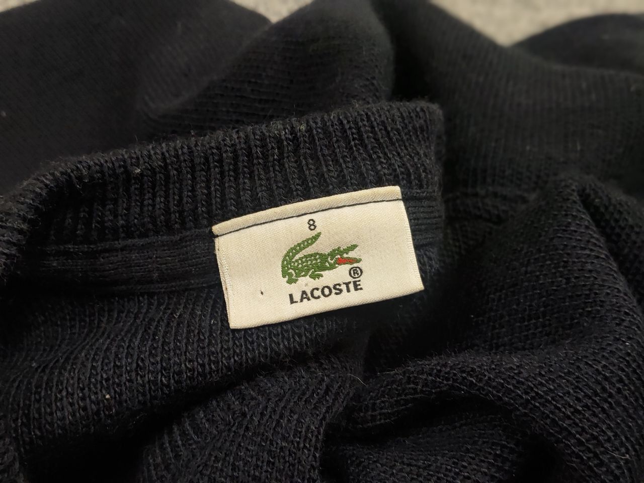 Lacoste Vintage 90's Lacoste Navy Blue Wool Crew Chek Sweater Size US XL / EU 56 / 4 - 18 Thumbnail