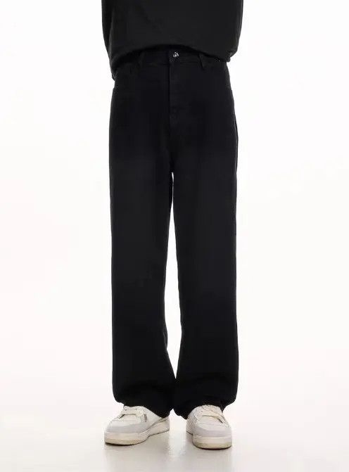 VIBE High street cleanfit men's loose straight casual black jeans Size US 32 / EU 48 - 4 Thumbnail