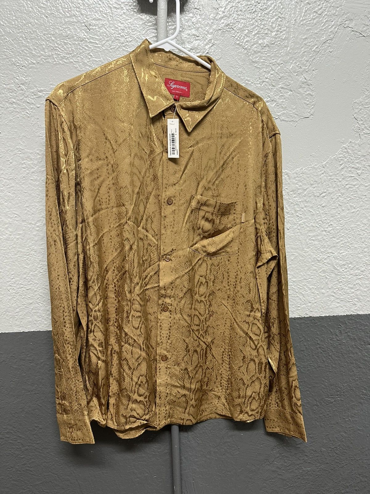 Supreme SUPREME snakeskin jacquard shirt GOLD | Grailed