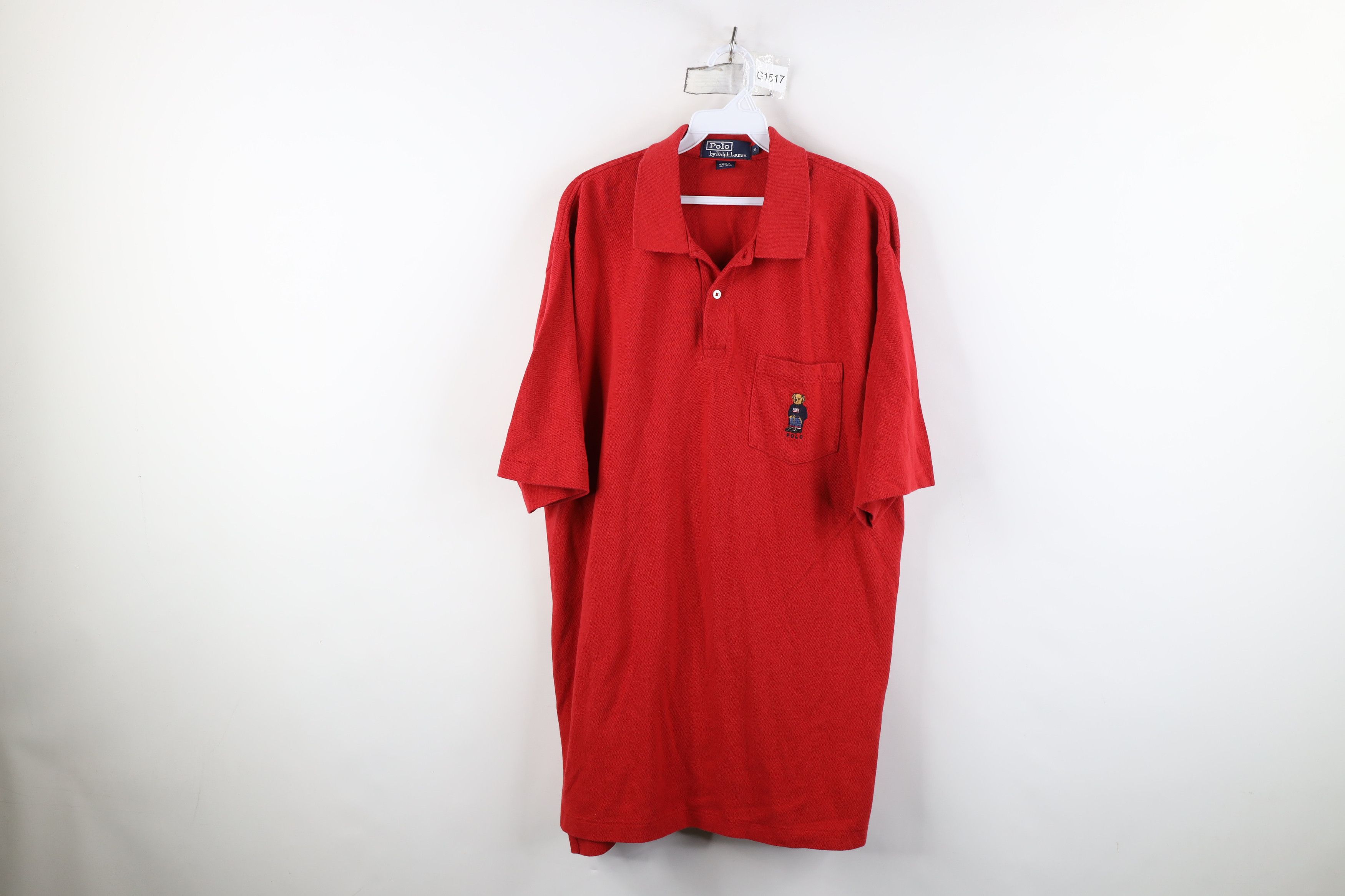 Ralph Lauren Vintage 90s Ralph Lauren Bear Collared Polo Shirt Red Cotton Size US XL / EU 56 / 4 - 1 Thumbnail