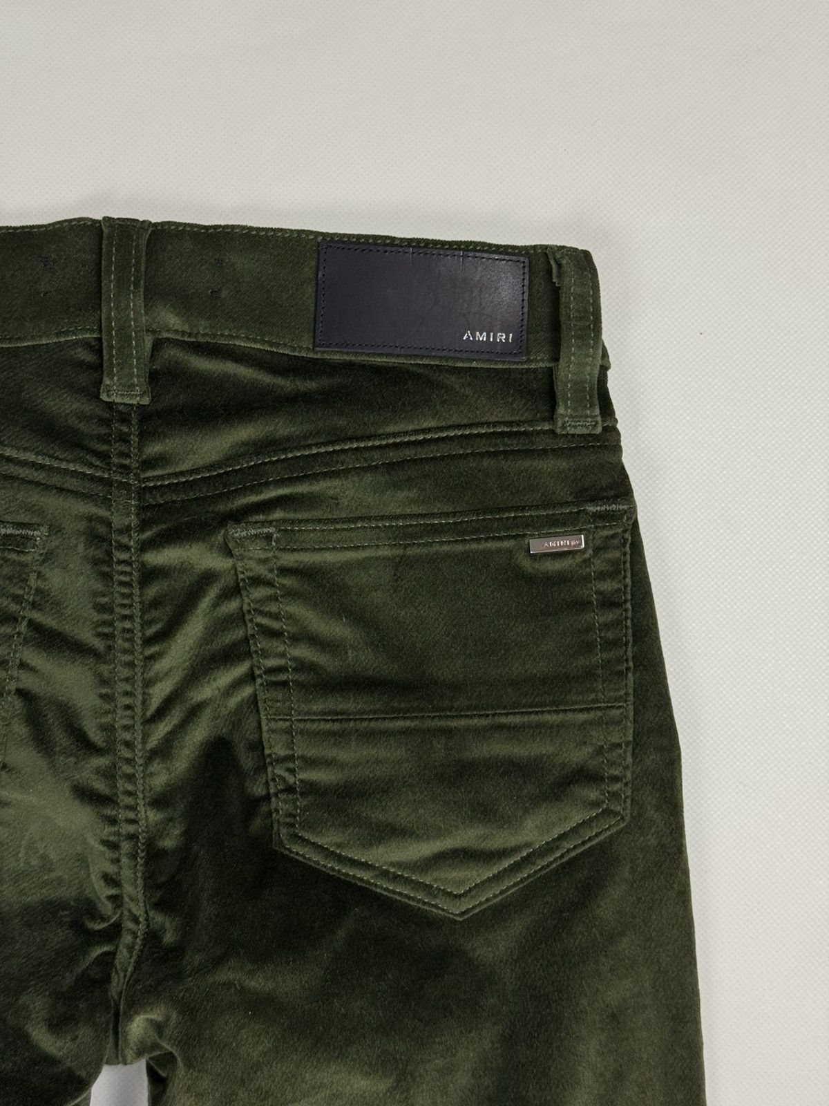 Amiri BNWT Amiri Skinny Stack Military Green Velour Pants Trousers Size 25" / US 0 / IT 36 - 25 Thumbnail