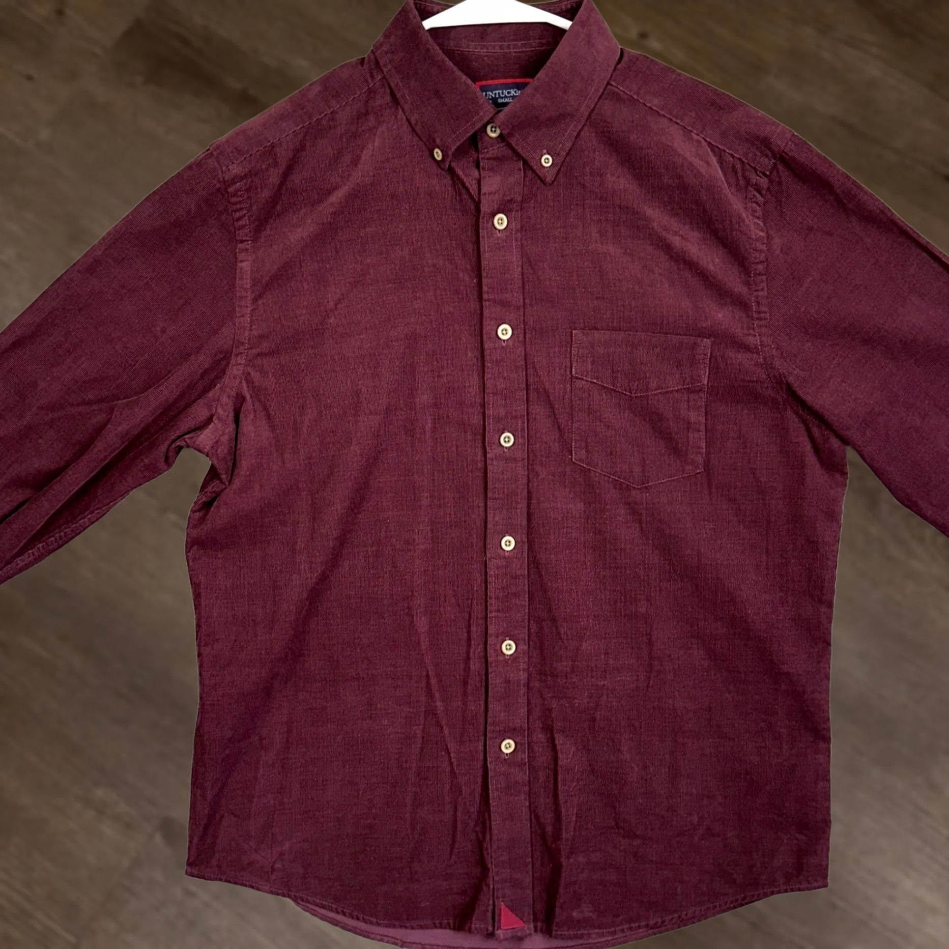 UNTUCKit UNTUCKit Shirt Mens Small Maroon Corduroy Button-Down Casual Long Sleeve Pocket Size US S / EU 44-46 / 1 - 1 Thumbnail