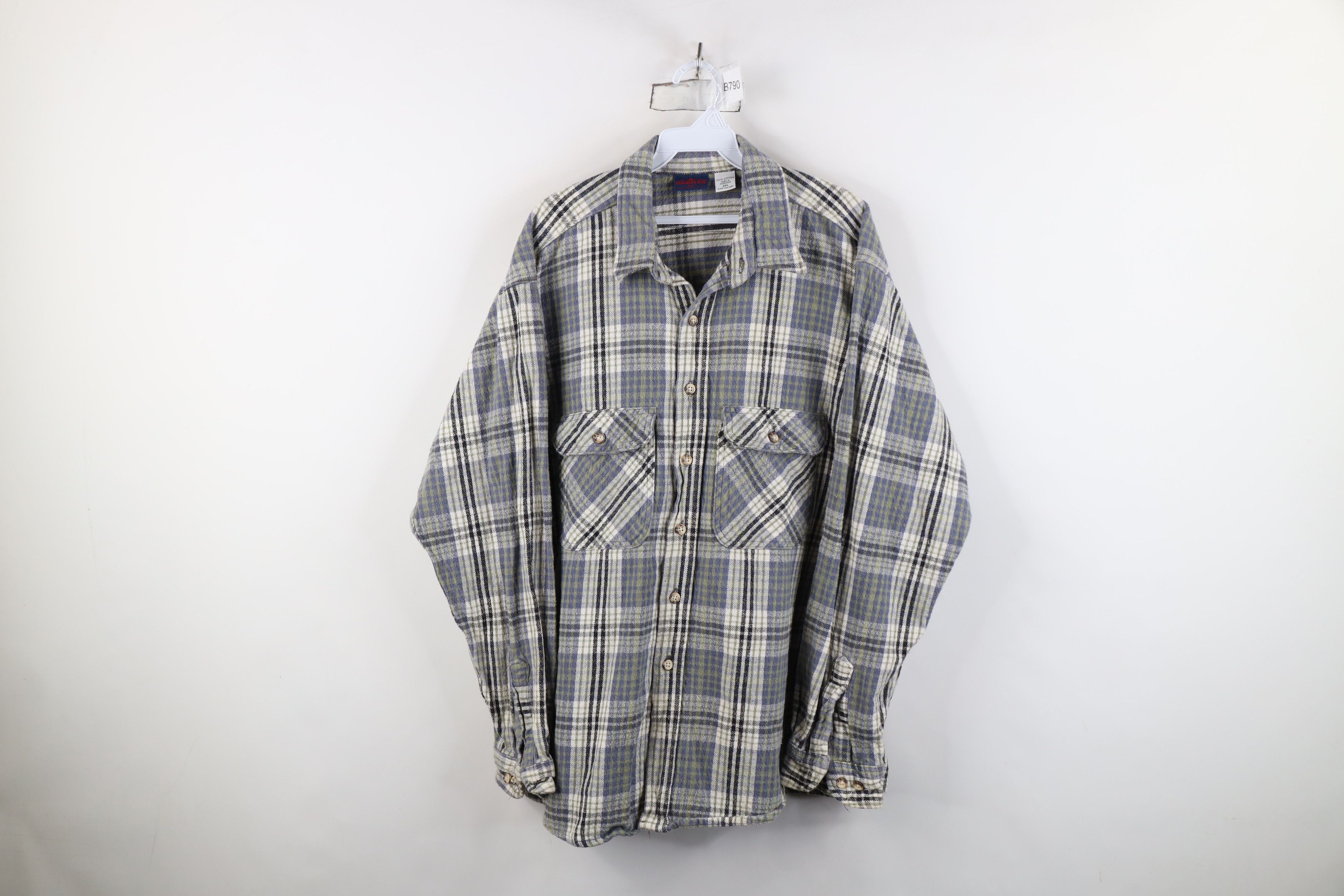 Vintage Vintage 90s Heavyweight Flannel Collared Button Shirt Plaid Size US XXL / EU 58 / 5 - 1 Thumbnail