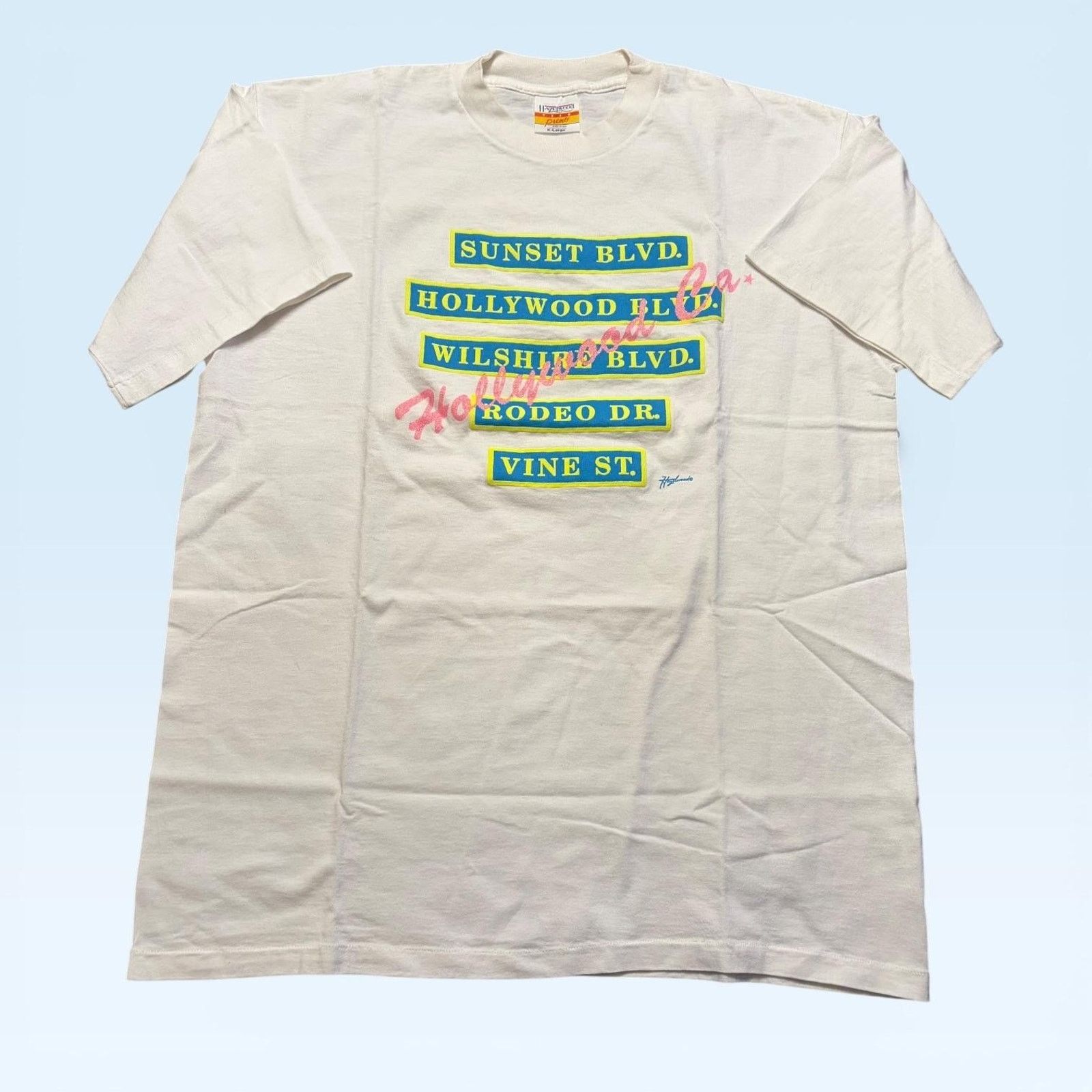 Vintage Vtg Hazelwood Hollywood Blvd Shirt Mens XL White Street USA Size US XL / EU 56 / 4 - 1 Thumbnail