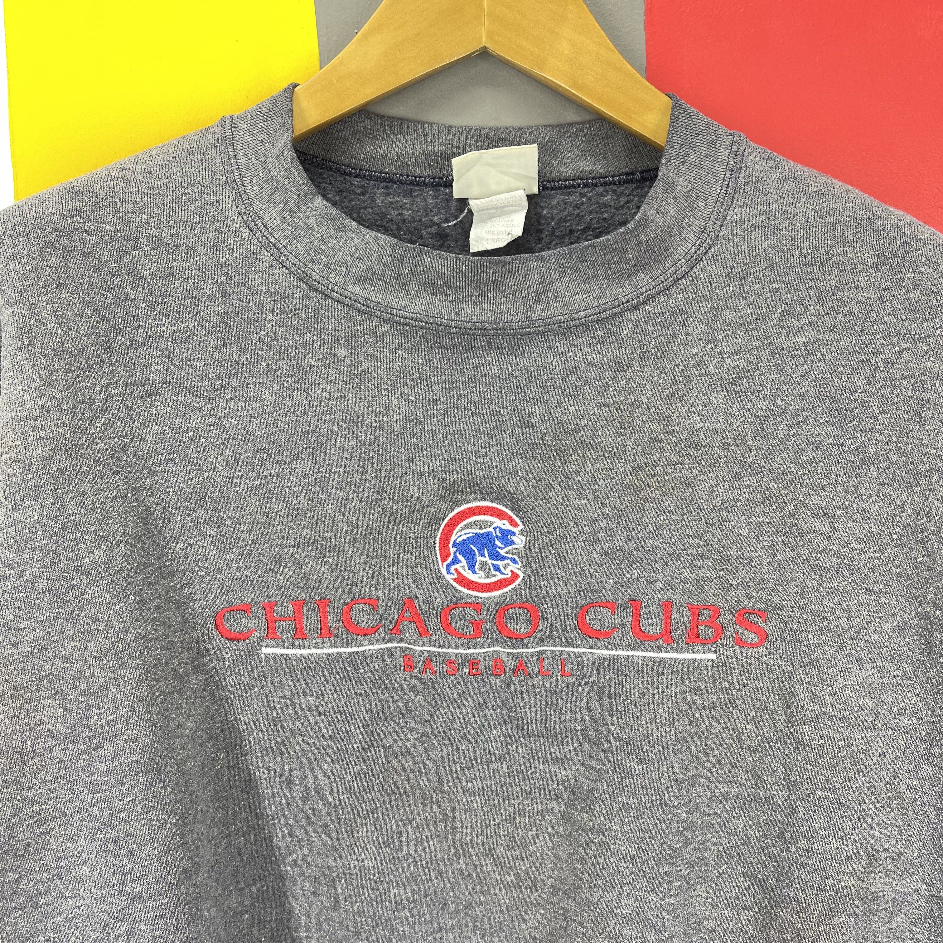 Lee 90s Vintage CHICAGO CUBS BASEBALL Crop Sweatshirt #1258/AR Size XL / US 12-14 / IT 48-50 - 2 Thumbnail