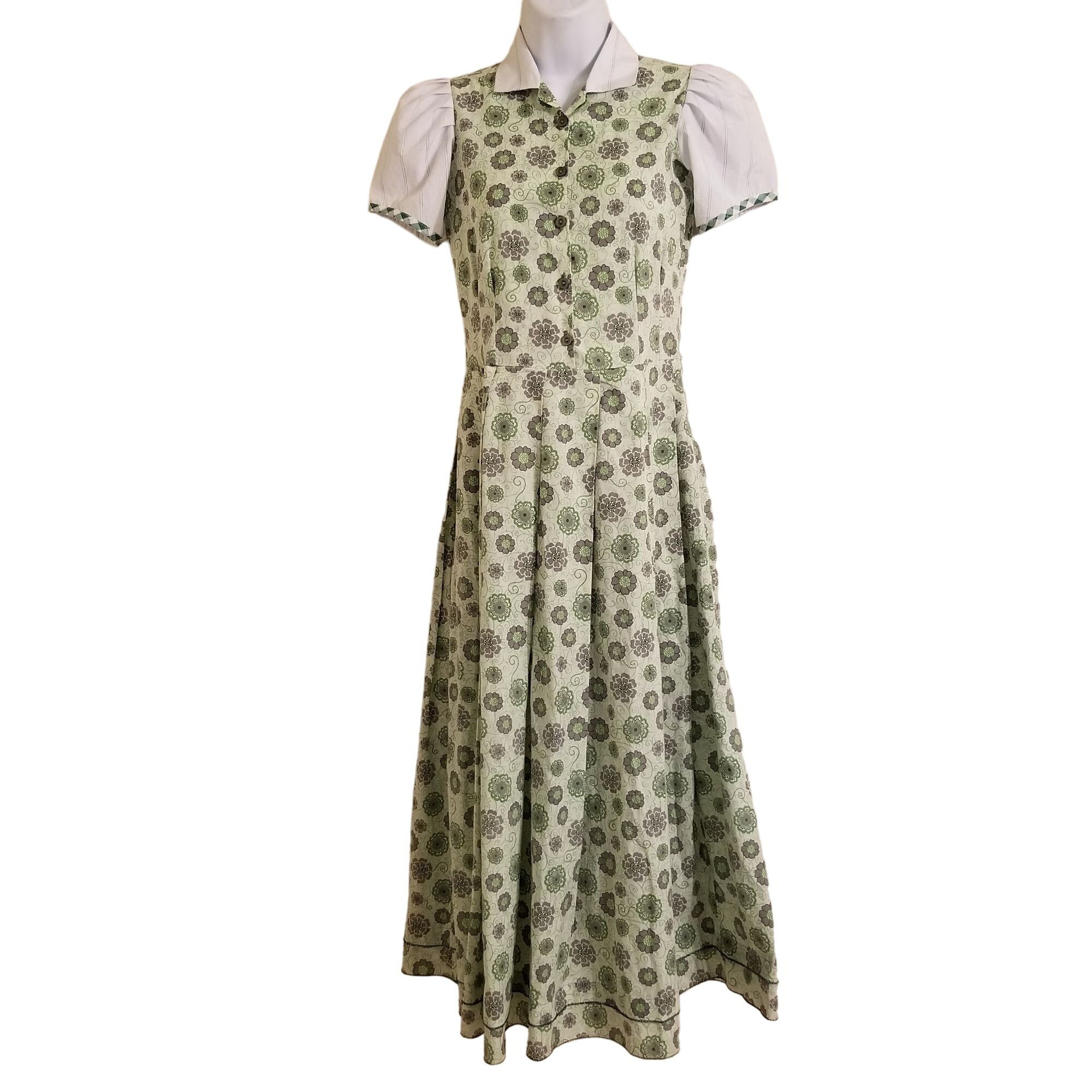 Other Homemade XS Green Floral Dress Pleated A Line Maxi Modest Co Size XS / US 0-2 / IT 36-38 - 1 Thumbnail