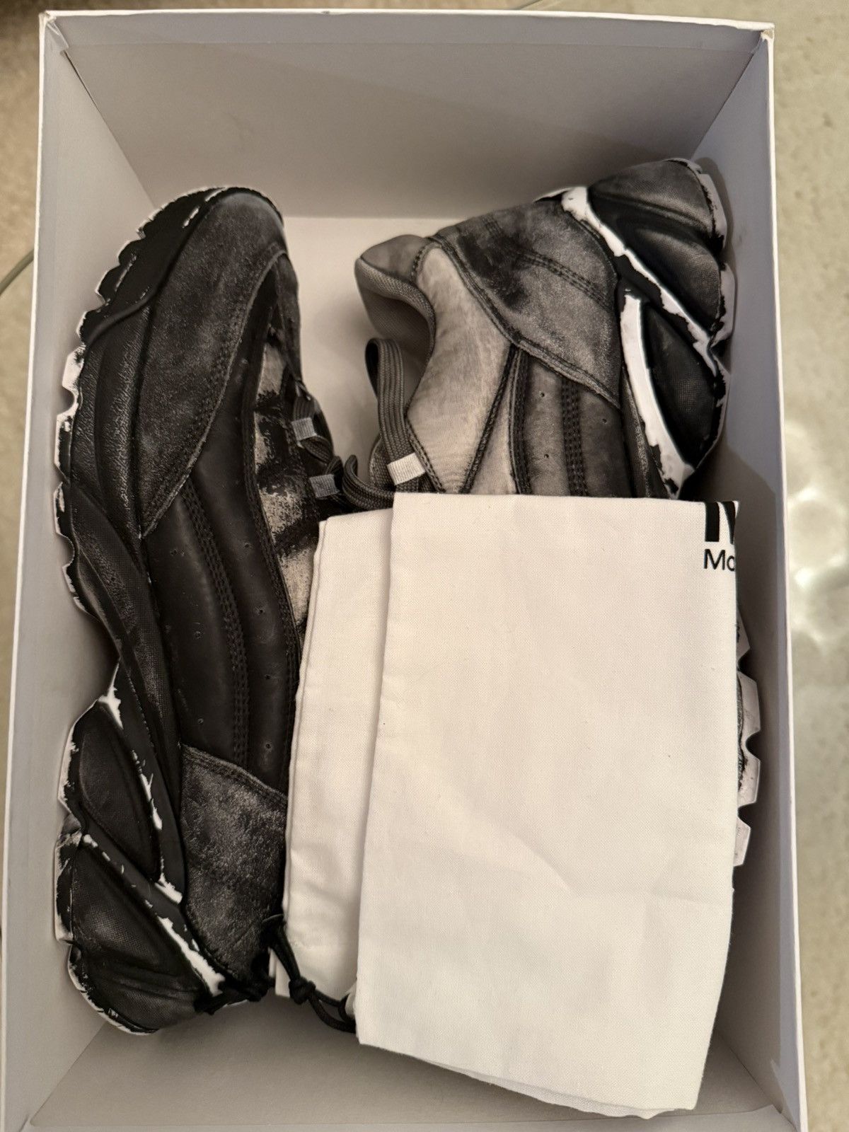 Maison Margiela MM6 Maison Margiela Black Distressed Sneakers Size US 10 / EU 43 - 2 Thumbnail