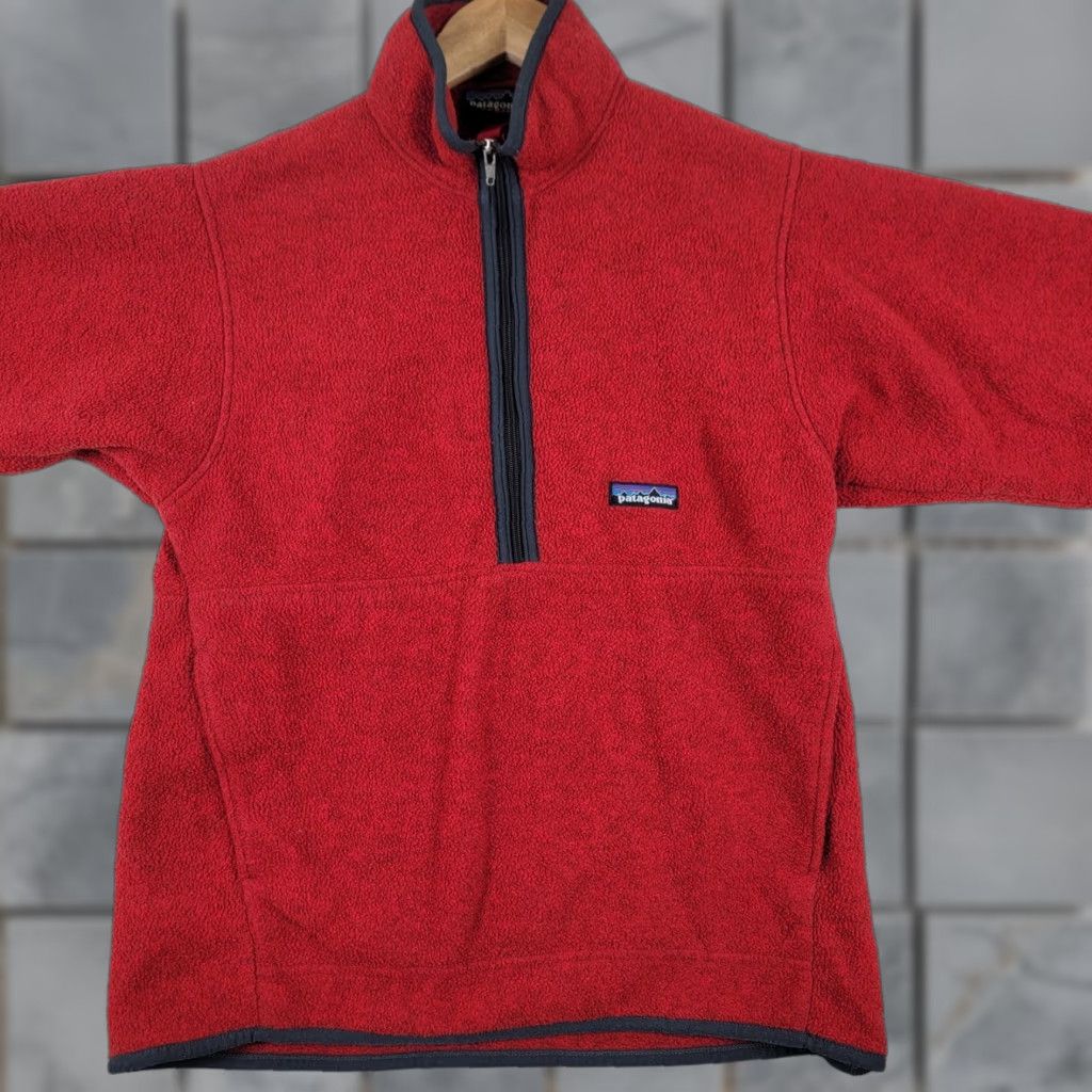 Patagonia VINTAGE Patagonia Synchilla Marsupial Pullover 1/4 Zip Red Blue Mens S Jacket Size S / US 4 / IT 40 - 1 Thumbnail