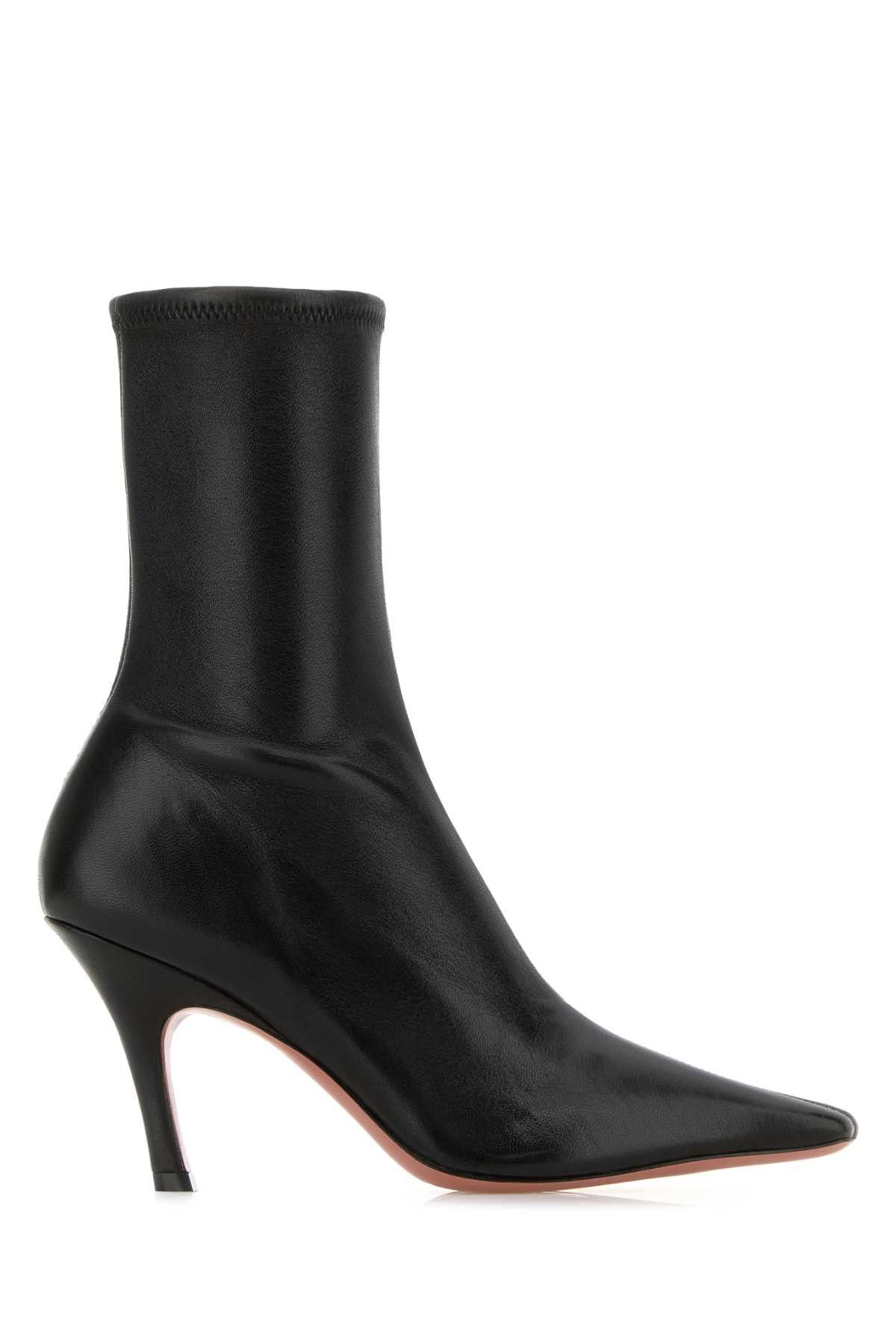 Amina Muaddi Black Nappa Leather Jamie Ankle Boots Size US 8 / IT 38 - 1 Thumbnail