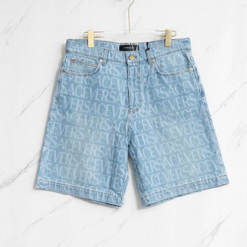 Versace Versace Men's logo printed on denim shorts Size US 33 - 1 Thumbnail