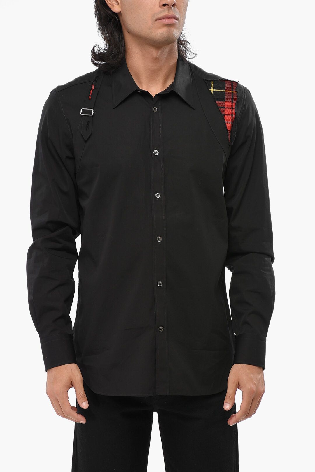 Alexander McQueen og1mm0925 Poplin Cotton Shirt in Black Size US L / EU 52-54 / 3 - 1 Thumbnail