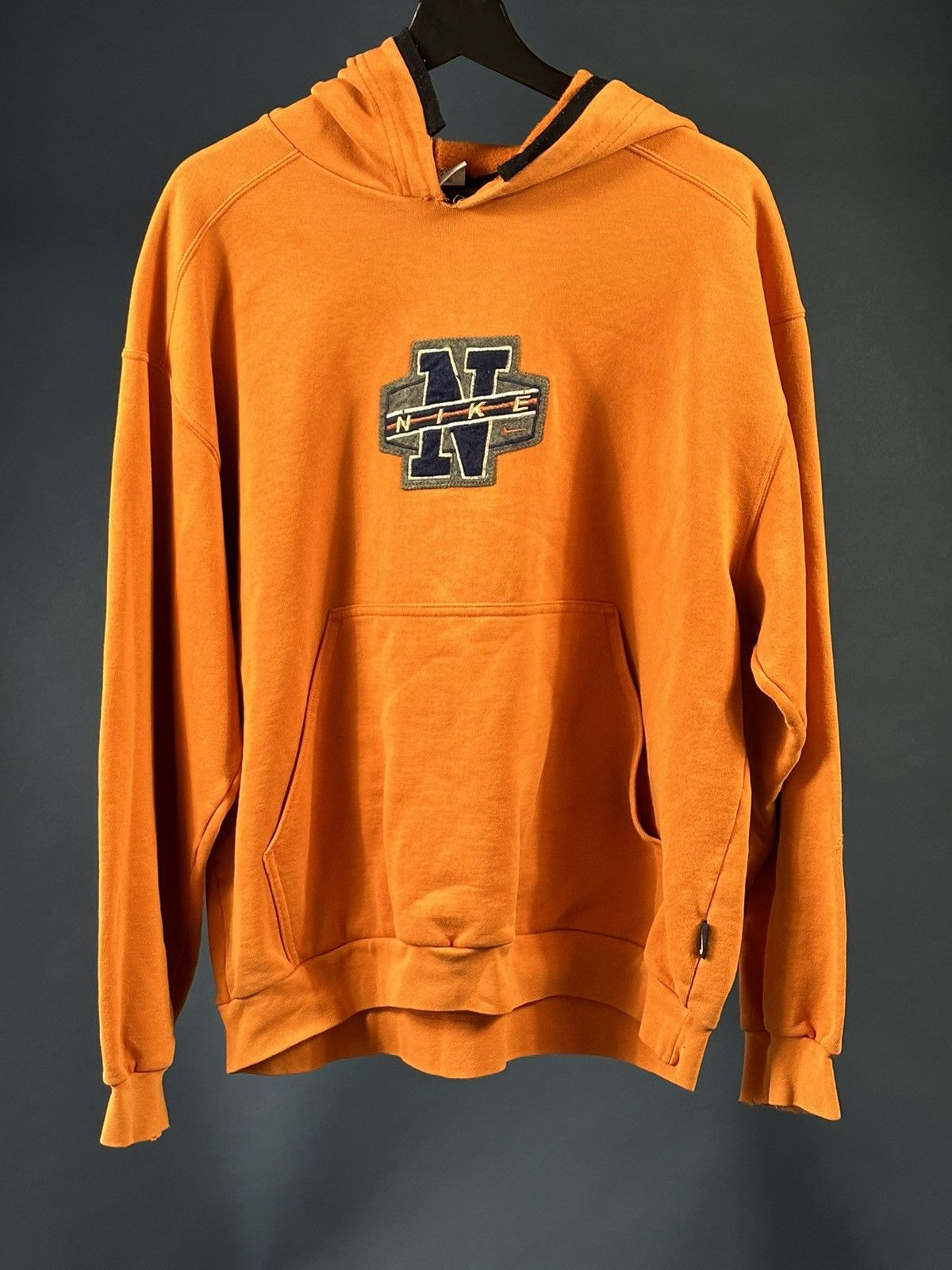 Vintage 90s Nike Center Swoosh Orange Striped Hoodie