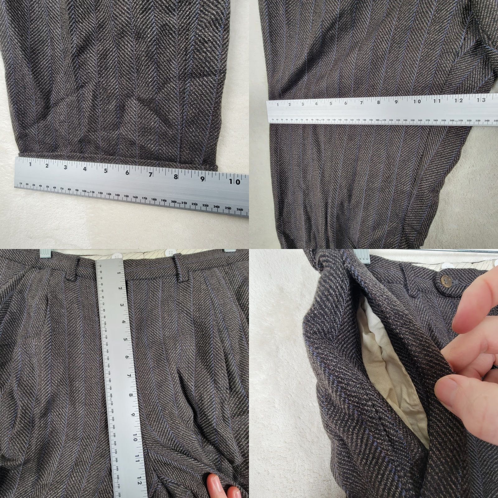 Vintage GENERIC MENS DRESS PANTS IN DARK Brown Wool Blend Striped 34x30 Casual Regular Mens Dress Pants 34 Brown Mens Size US 34 / EU 50 - 9 Thumbnail
