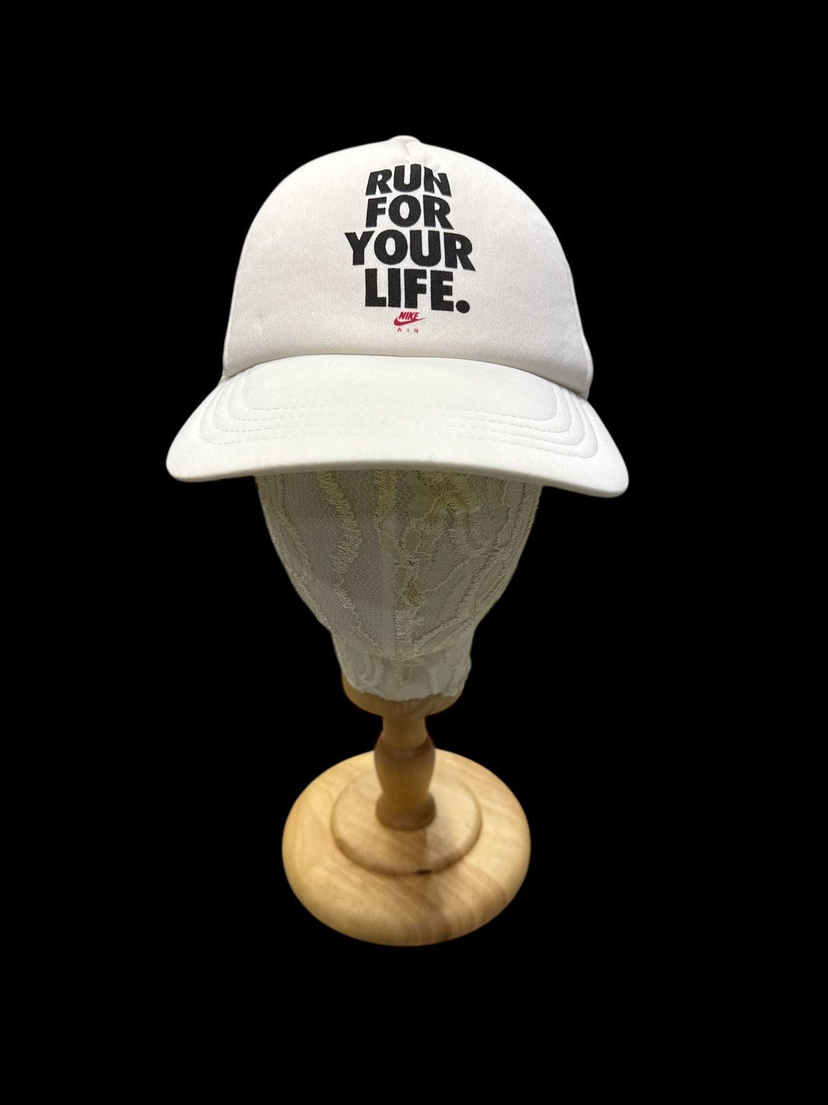 Nike × Vintage VINTAGE NIKE RUN FOR YOUR LIFE TRUCKER SNAP BUTTON CAP Size ONE SIZE - 4 Thumbnail