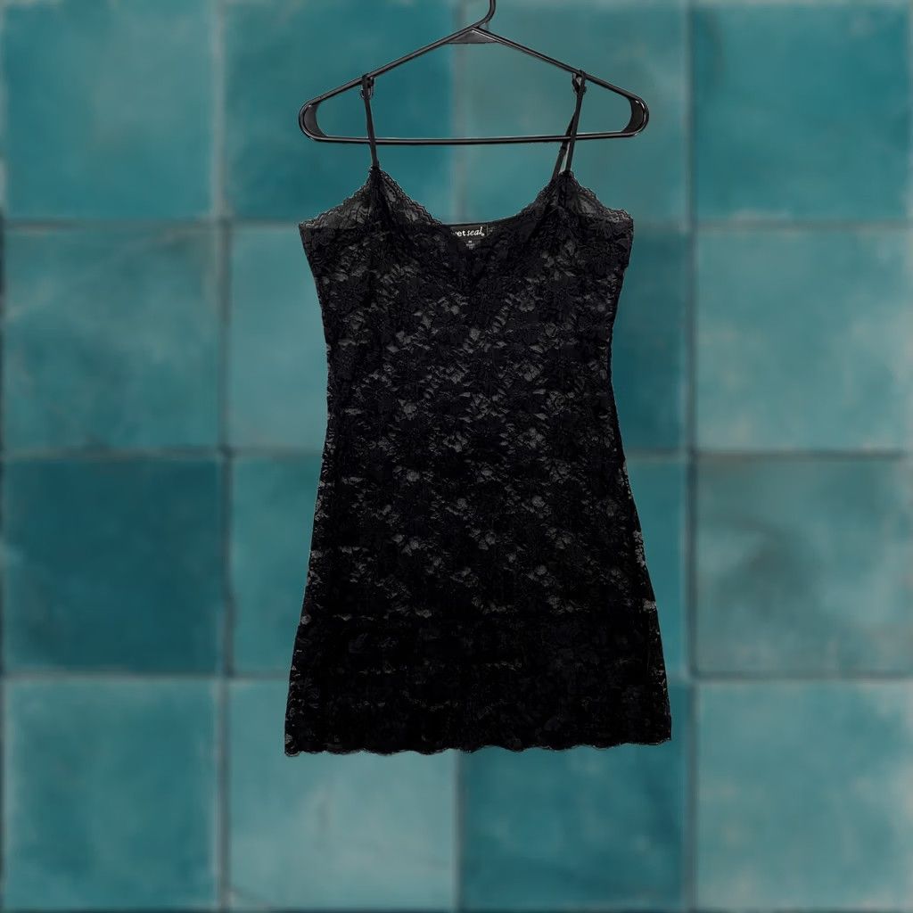 Vintage Wet Seal Y2K Slip Dress Womens M Lace Sheer Floral Whimsigoth Dark Fairy N/A Size M / US 6-8 / IT 42-44 - 1 Thumbnail