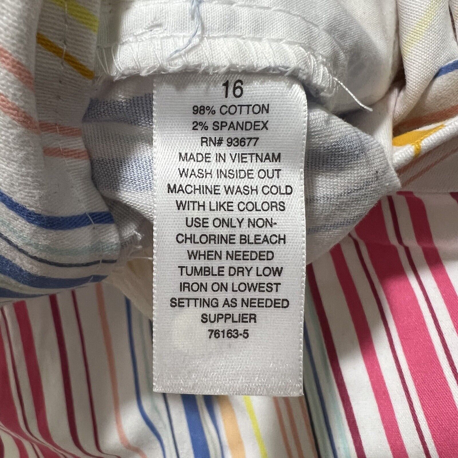 JCPenney a.n.a. Twill Shorts 3" Inseam Colorful Striped Flat Front Size 38" / US 16 / IT 52 - 3 Thumbnail