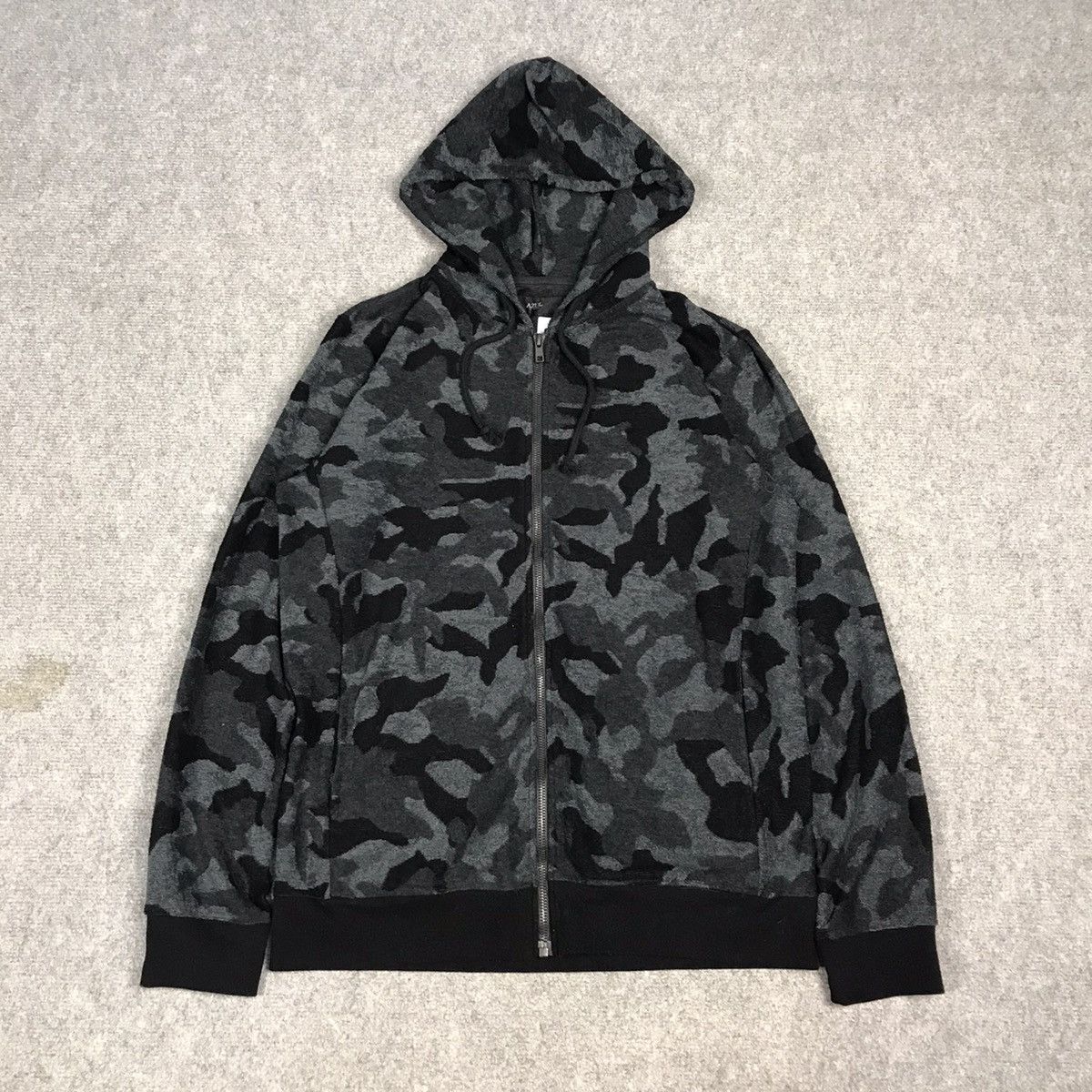 Japanese Brand × Le Grande Bleu (L.G.B.) × MOUSSY MOUSSY BLACK CAMO HOODIES PUNK ZIPPER JACKET Size US L / EU 52-54 / 3 - 2 Thumbnail