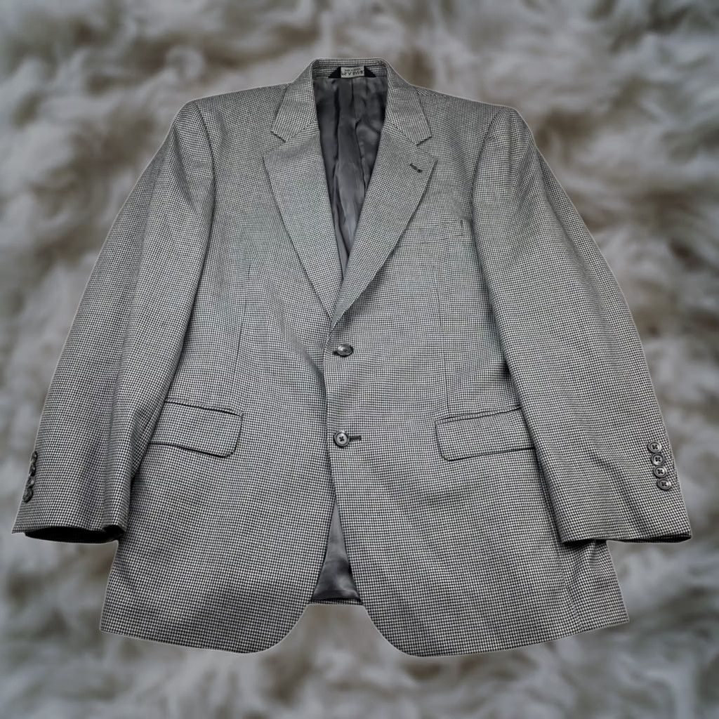 Jos. A. Bank Jos A Bank Men's Gordon Blazer Gray Houndstooth Wool 2-Button 41R Size 42R - 1 Thumbnail