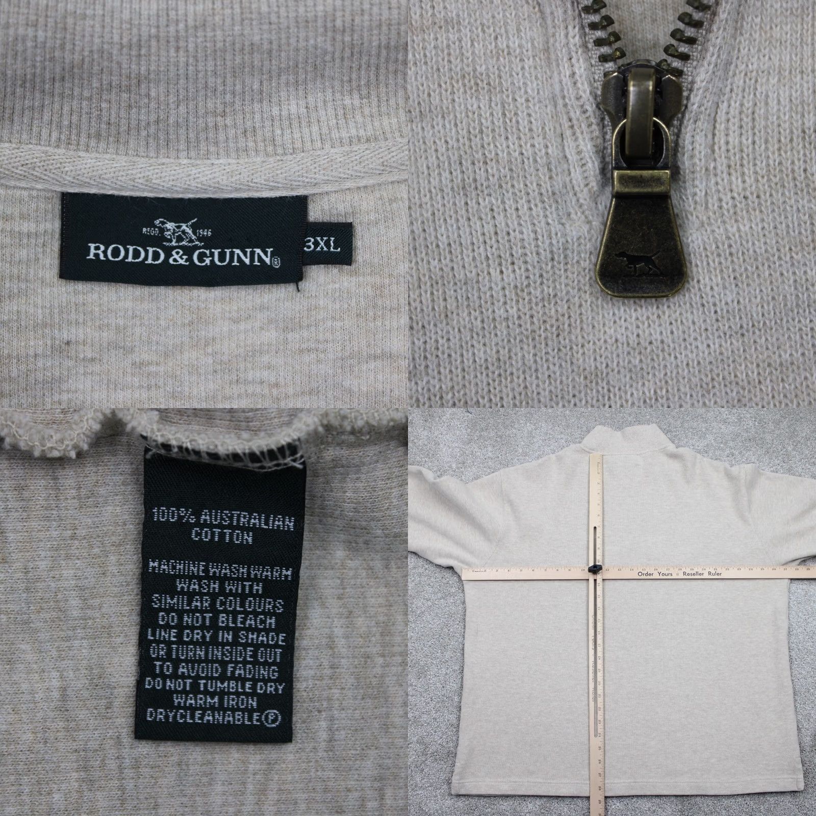 Rodd & Gunn Rodd & Gunn Sweatshirt Mens 3XL Beige 1/4 Zip L/S Pullover Knit Cotton Mock Neck Long Sleeve Solid Logo Zipper Vintage No Size US XXL / EU 58 / 5 - 8 Thumbnail