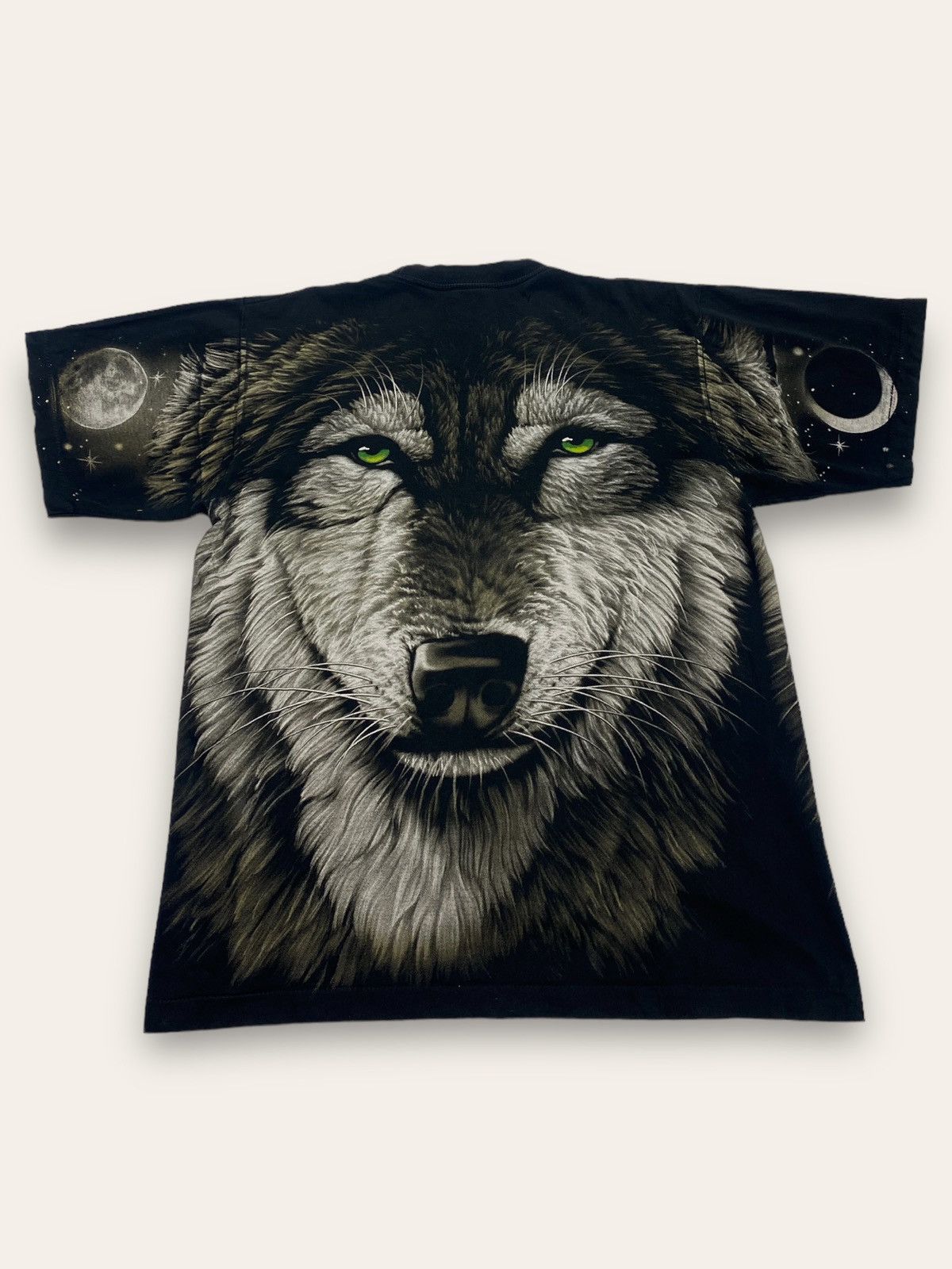 Vintage 90s Vintage NIGHT WOLF All Overprint AOP Single Stitch Tee Size US M / EU 48-50 / 2 - 5 Thumbnail