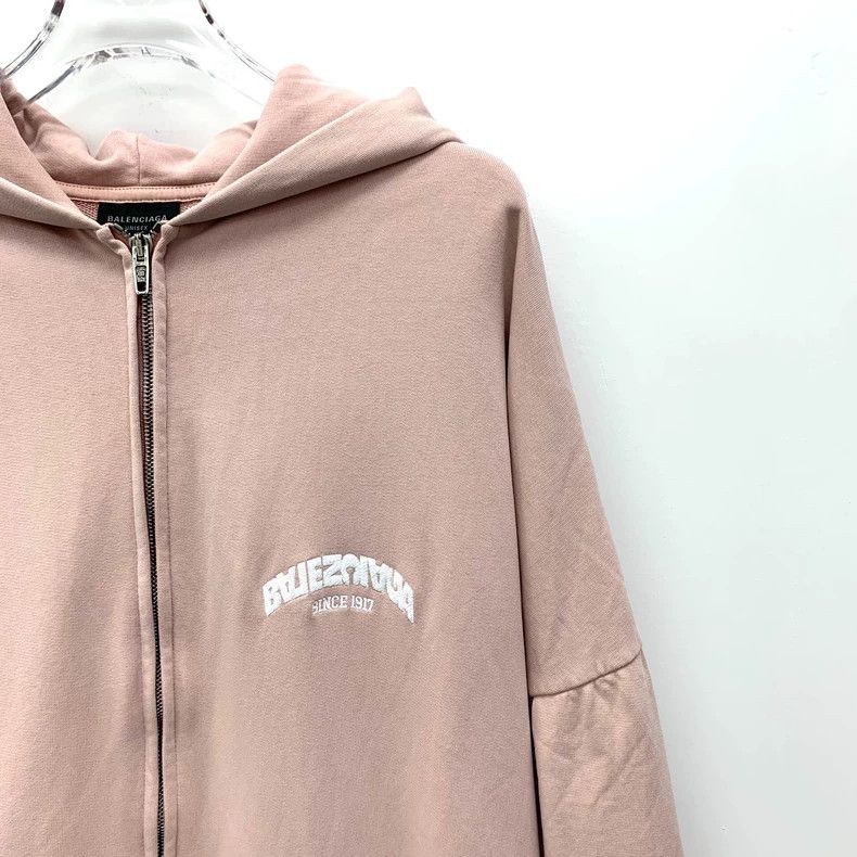 Balenciaga Balenciaga Pink logo monogrammed embroidered cotton hooded Size US L / EU 52-54 / 3 - 3 Thumbnail
