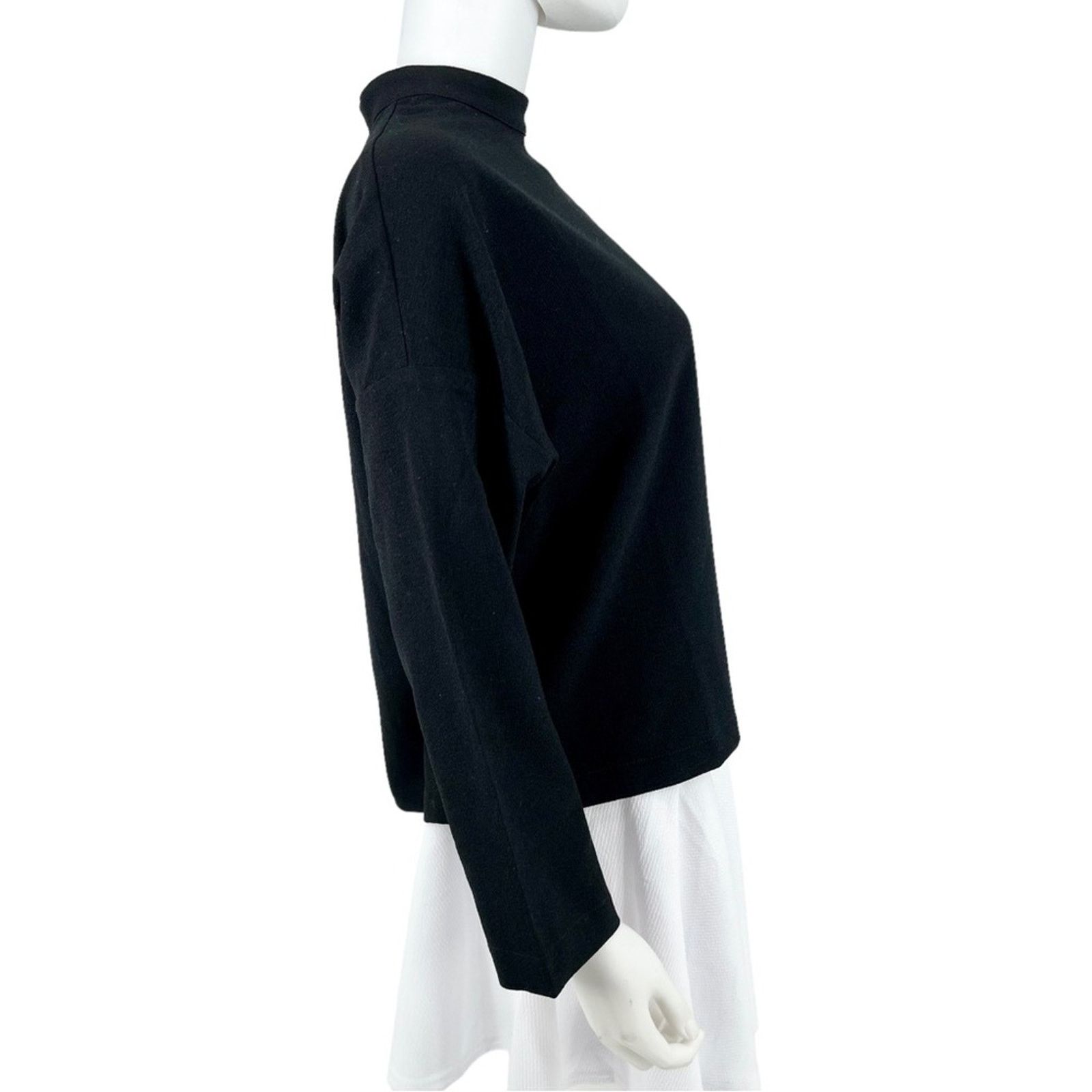 Madewell Madewell Black Mockneck Bell Sleeve Cropped Shirt Blouse Size S / US 4 / IT 40 - 5 Thumbnail