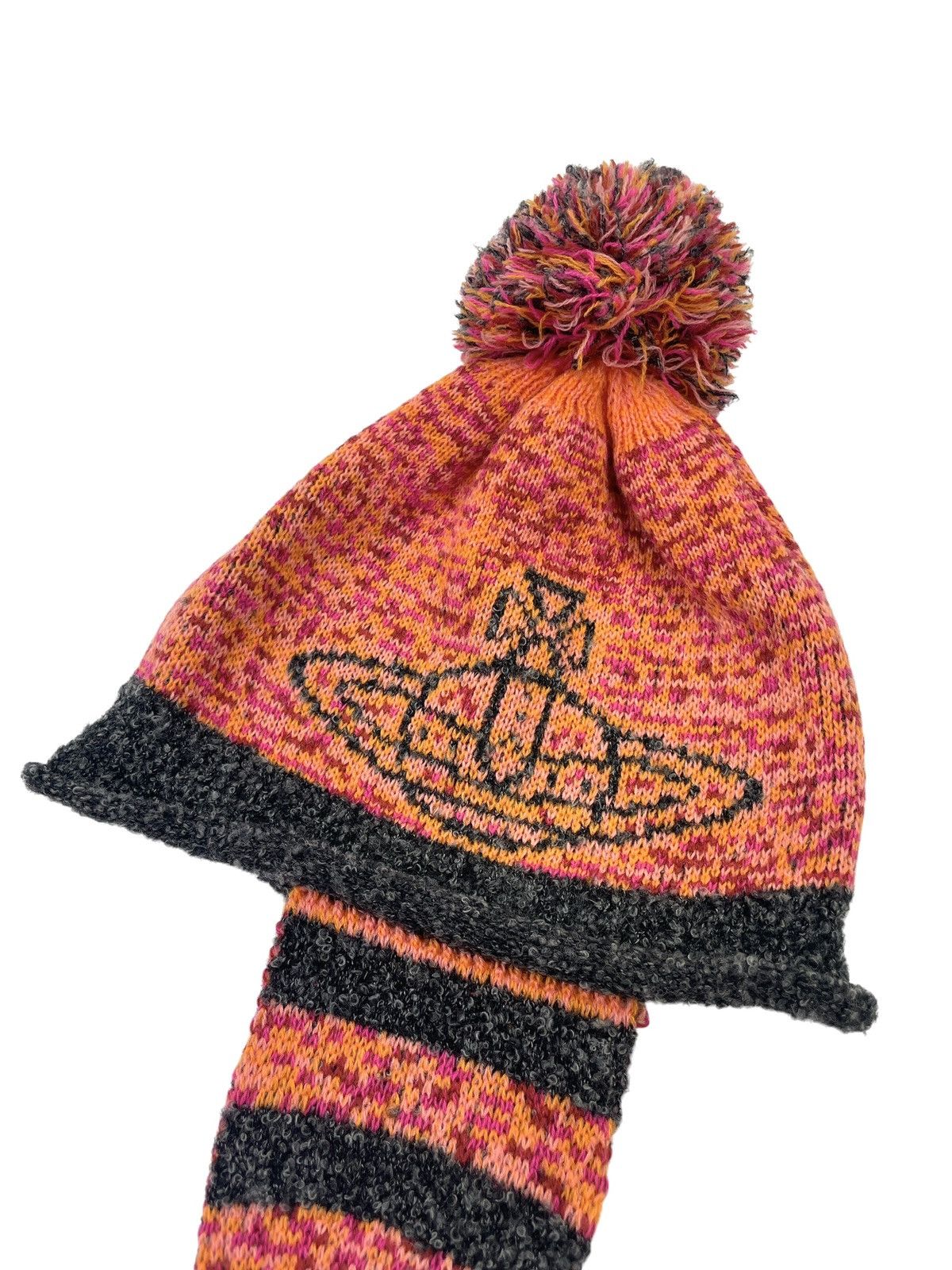 Vivienne Westwood Orb Knit Earflap Pom Pom Beanie Size ONE SIZE - 5 Thumbnail